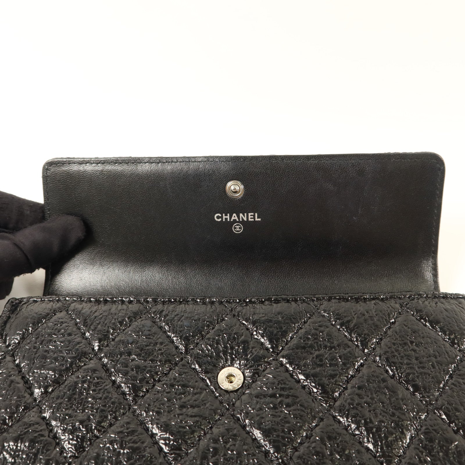CHANEL 漆皮皮革Long Wallet銀扣長錢包