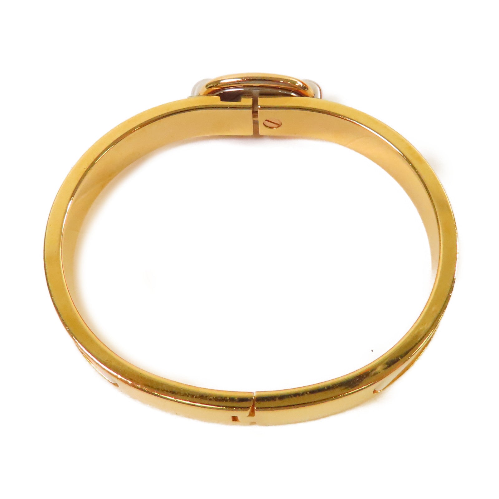 HERMES 金屬/琺瑯Mini Clic Chaine D'Ancre Bracelet金扣手鐲杏色/金色
