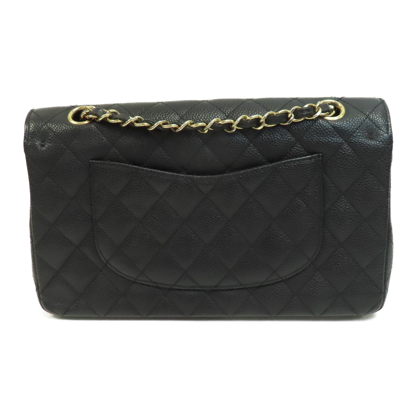 CHANEL 菱格Caviar皮革Classic 25金扣鏈帶肩背袋黑色