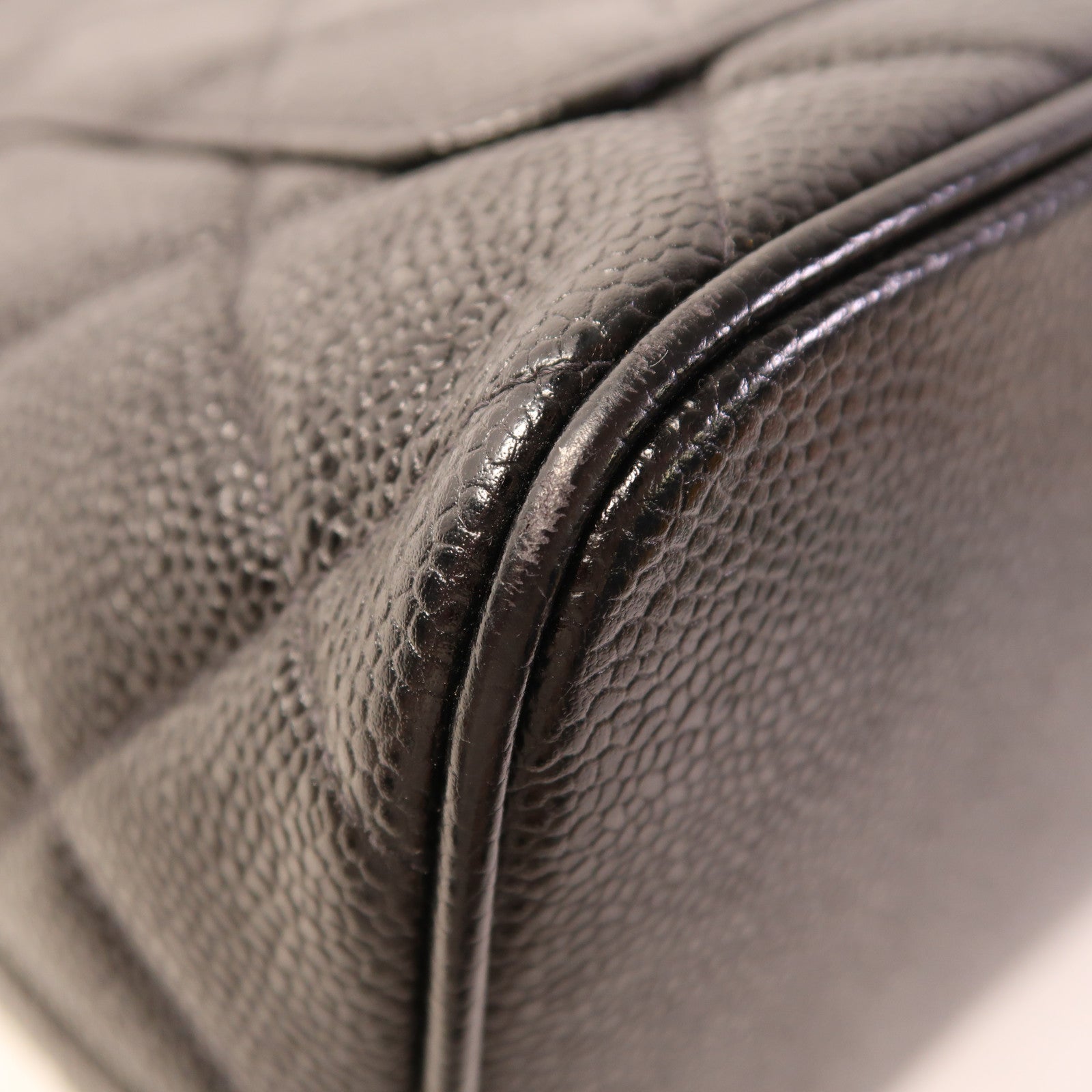 CHANEL 牛皮皮革Tote Bag銀扣肩背袋