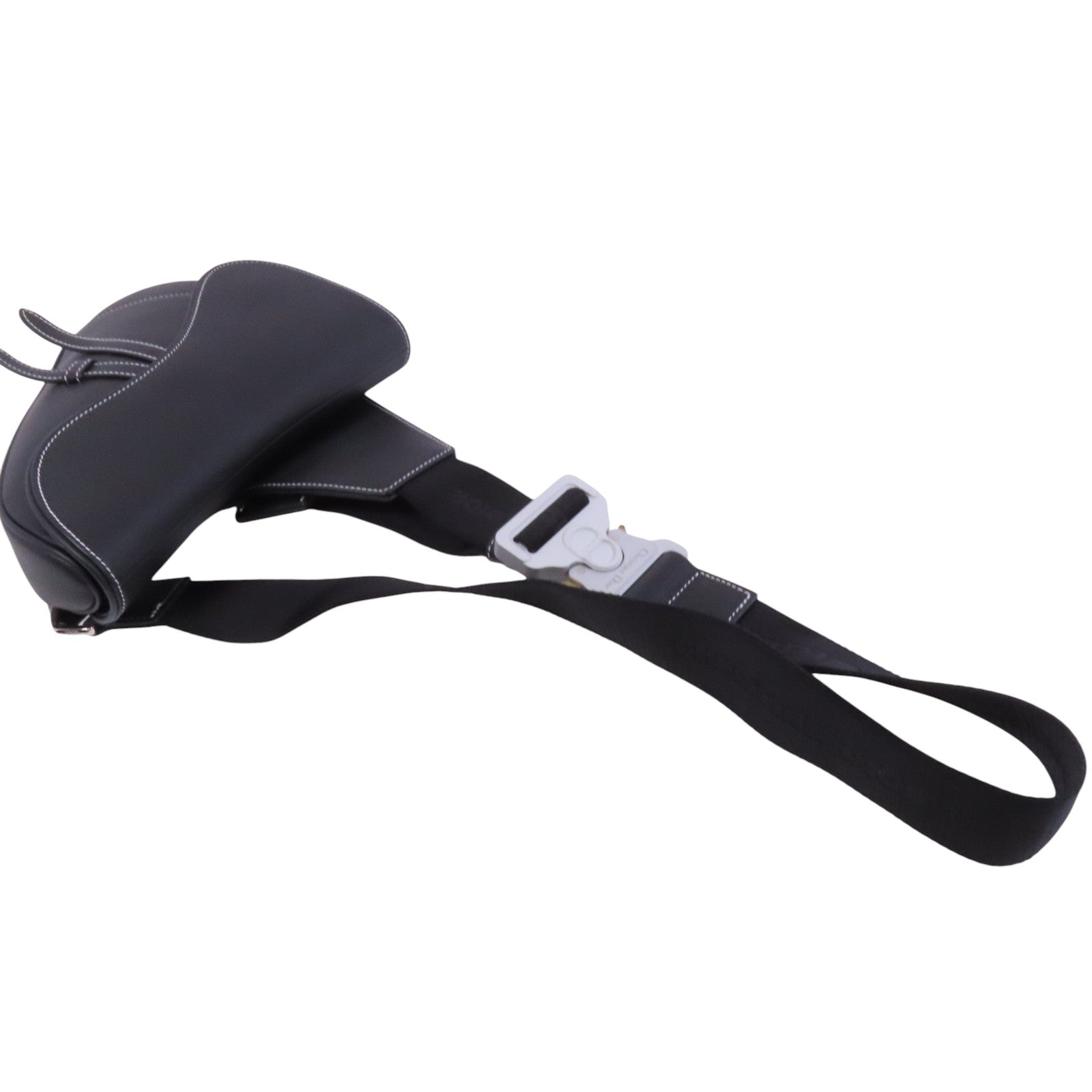 Dior 牛皮皮革Saddle Bag銀扣肩背袋