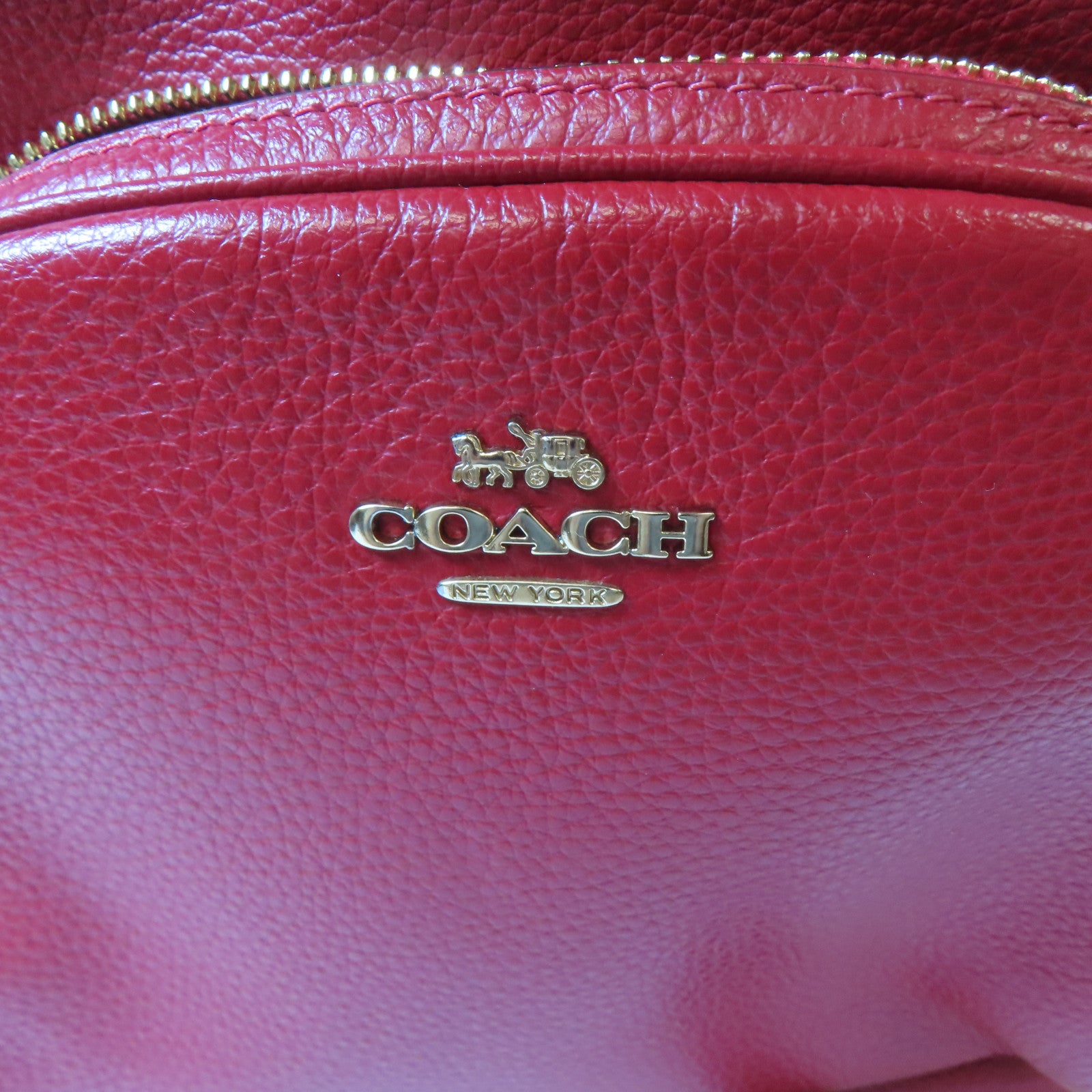 COACH 【激減優惠】牛皮皮革Rucksack金扣背包紅色