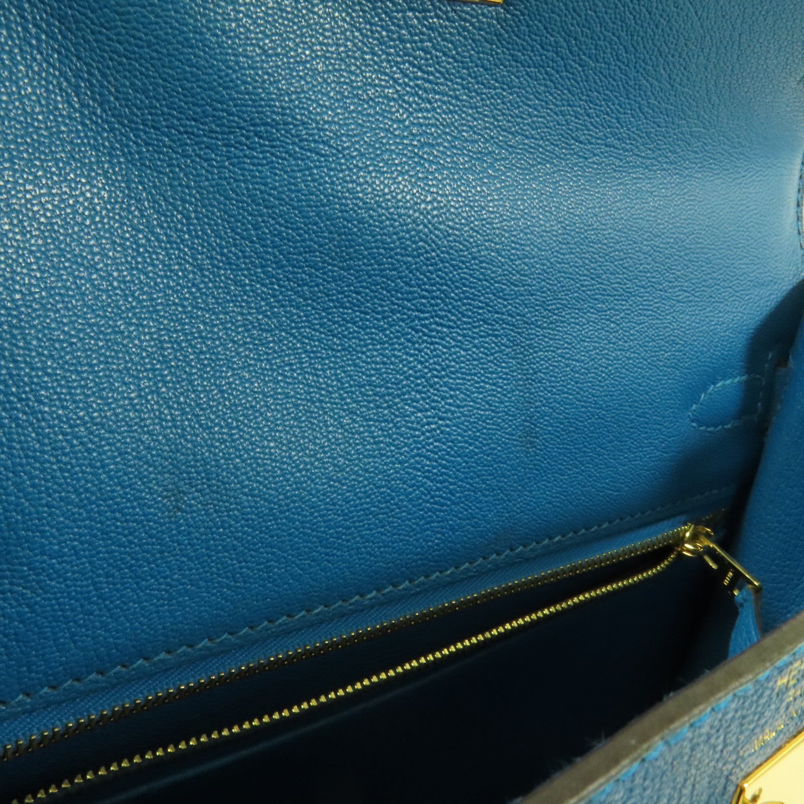 HERMES Chevre皮革Kelly 25金扣手挽肩背兩用袋Blue Zanzibar