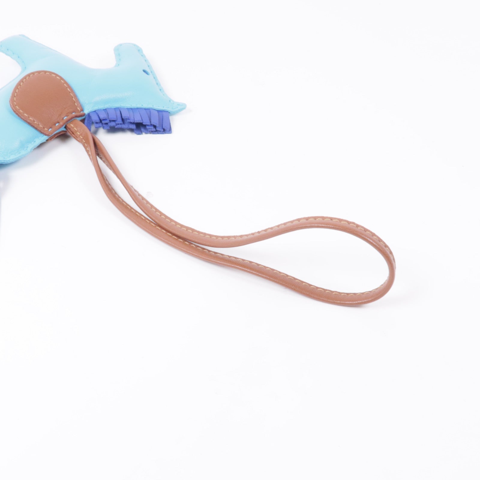 HERMES Rodeo GM Charm Milo Leather Blue Brown