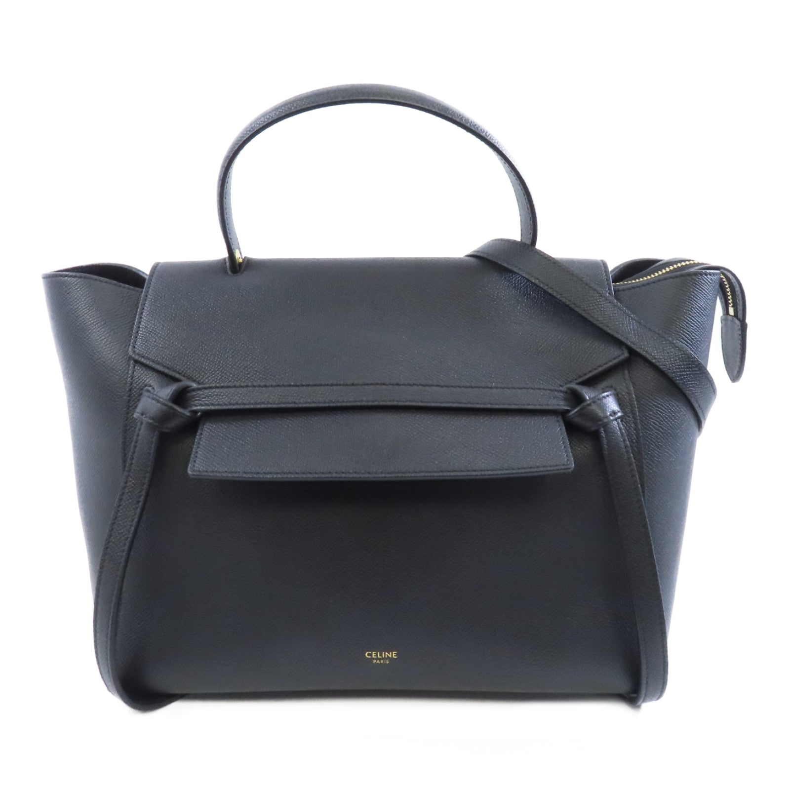 CELINE 牛皮皮革Belt Bag金扣手挽肩背兩用袋黑色