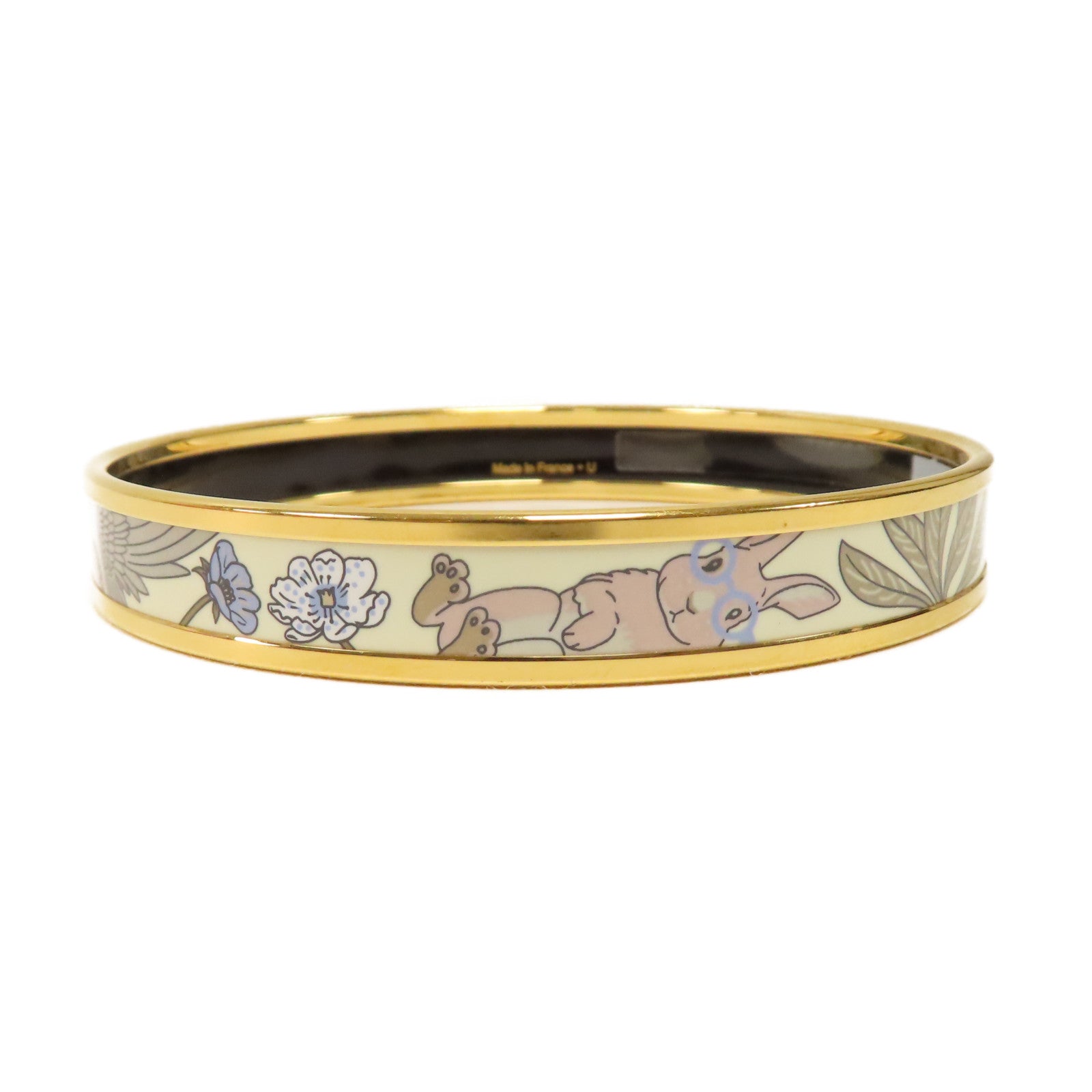 HERMES 金屬Bangle手鐲金色/白色