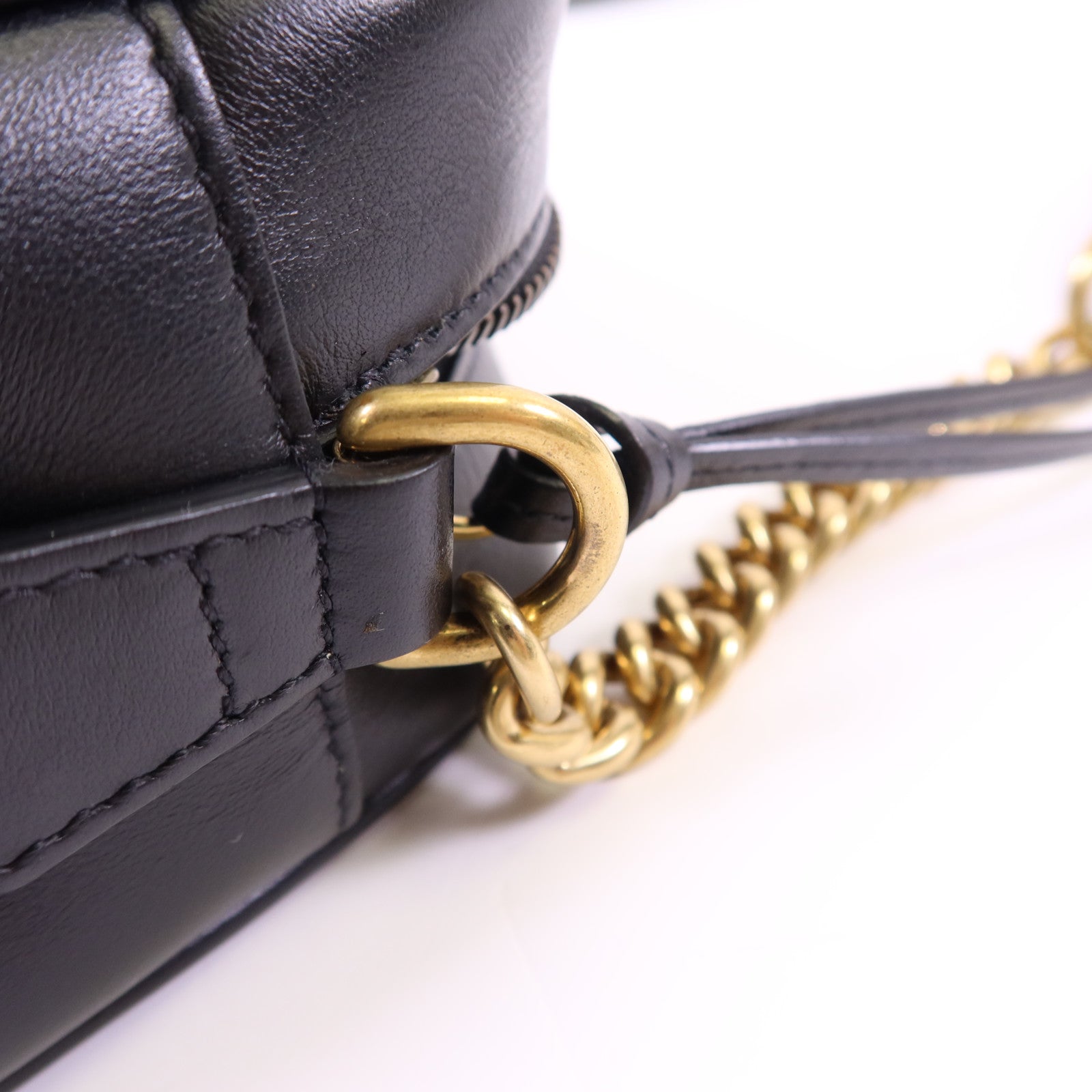 GUCCI 牛皮皮革GG Marmont Small金扣鏈帶肩背袋