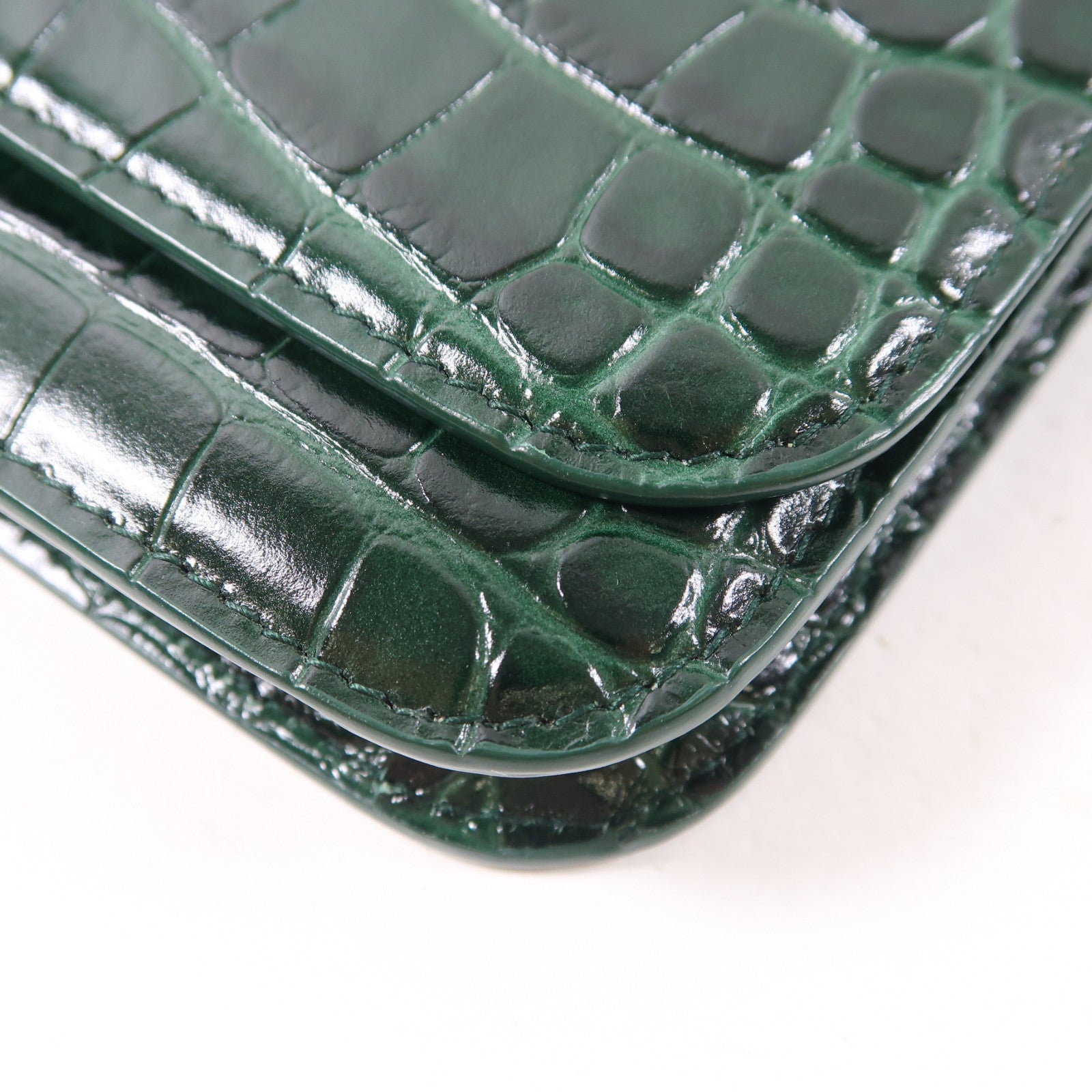 BALENCIAGA 牛皮皮革B.Chain Wallet金扣鏈帶肩背袋綠色