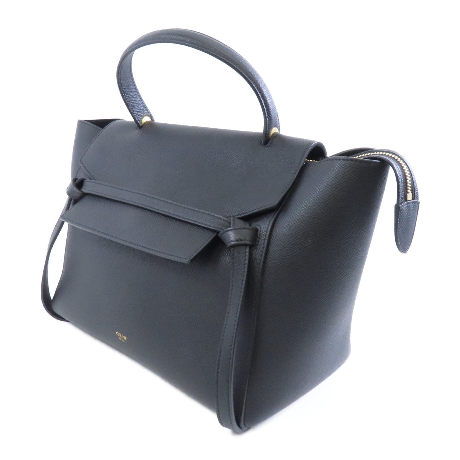 CELINE 牛皮皮革Belt Bag金扣手挽肩背兩用袋黑色