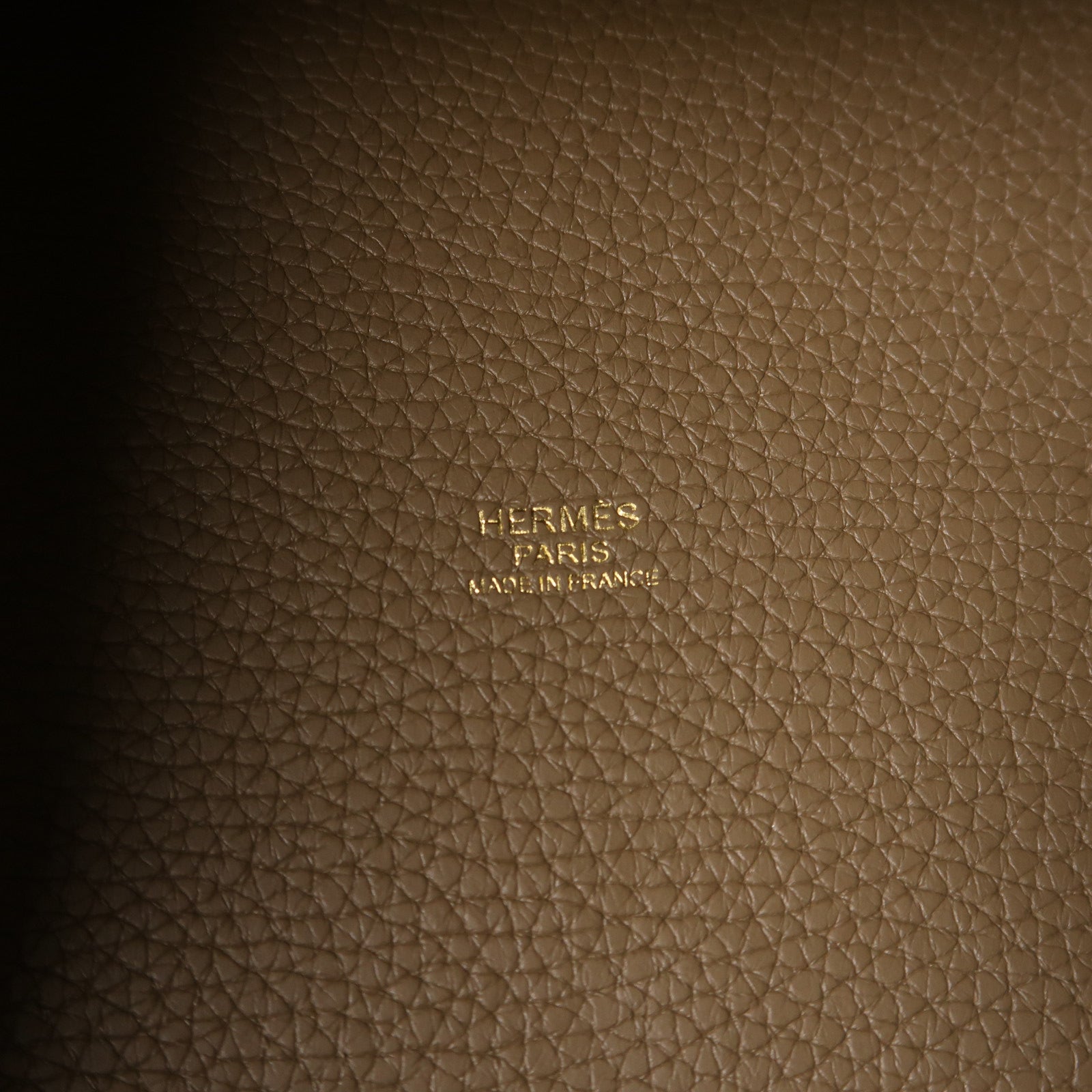 HERMES Clemence皮革Picotin PM金扣手挽袋大象灰色