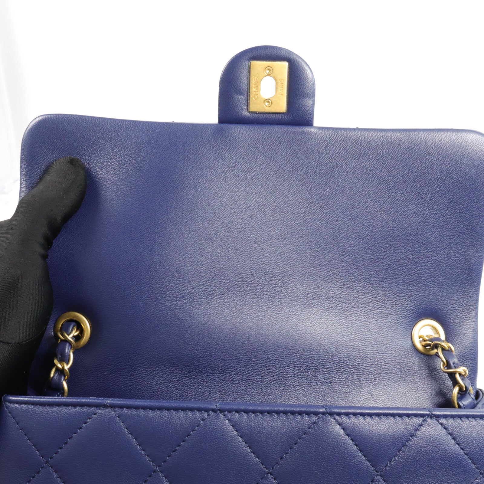 CHANEL 羊皮皮革Classic Flap With Handle手挽肩背兩用袋