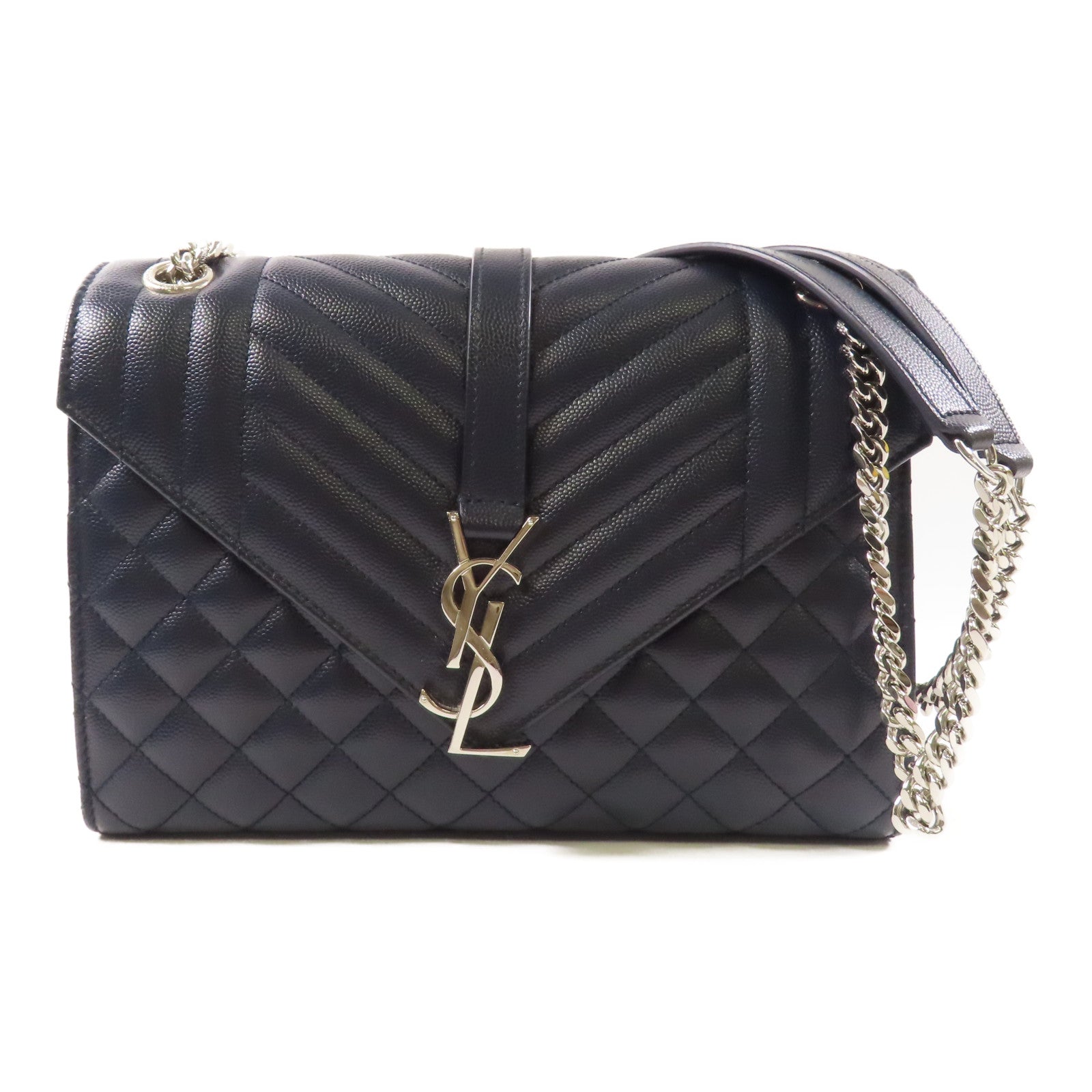 SAINT LAURENT 牛皮皮革Chain Shoulder銀扣鏈帶肩背袋