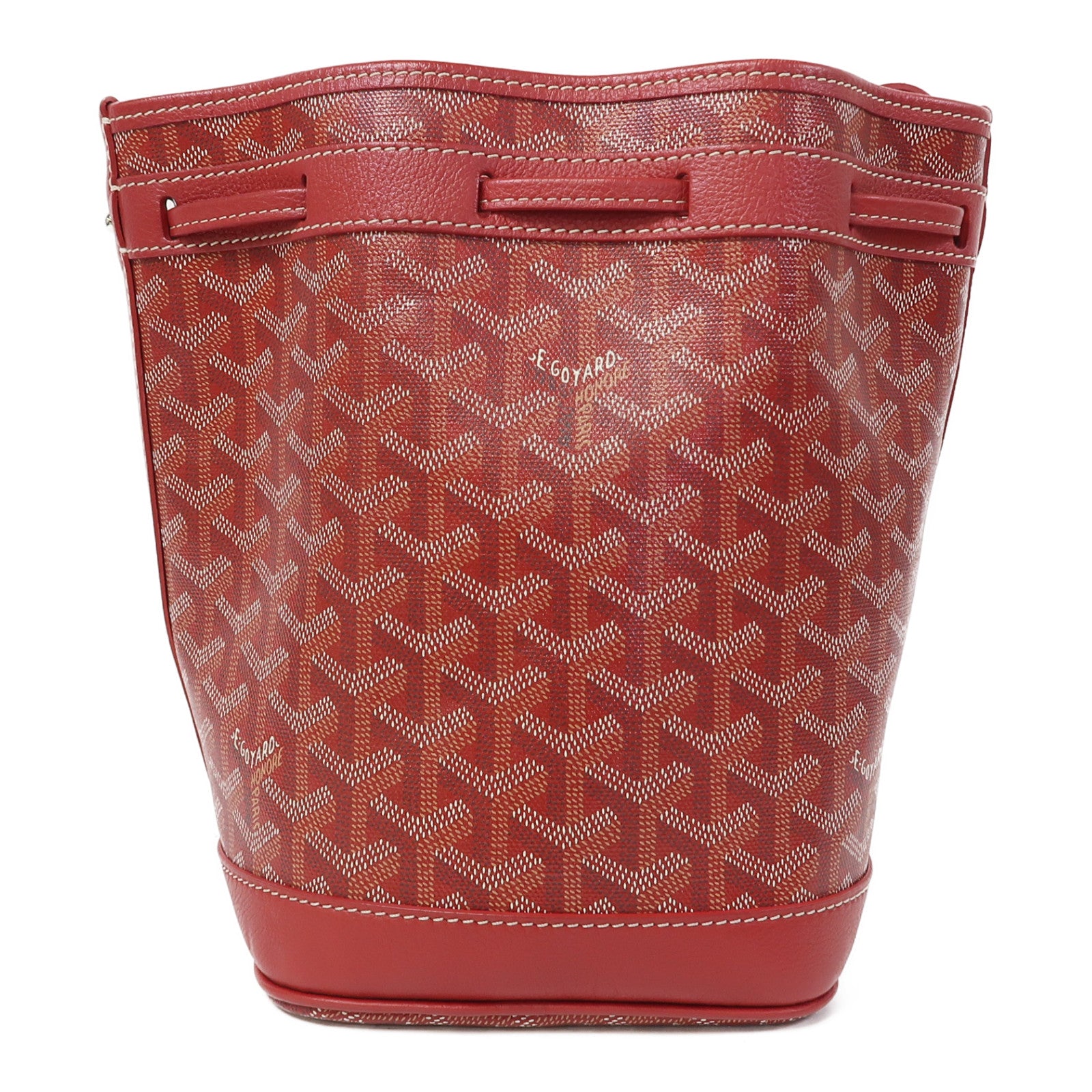 GOYARD 塗層帆布Petit Flot Bucket Bag銀扣肩背袋紅色