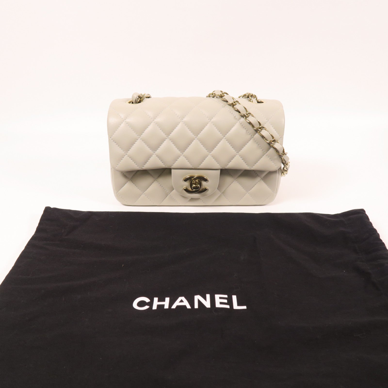CHANEL 羊皮皮革Mini Classic 20金扣鏈帶肩背袋