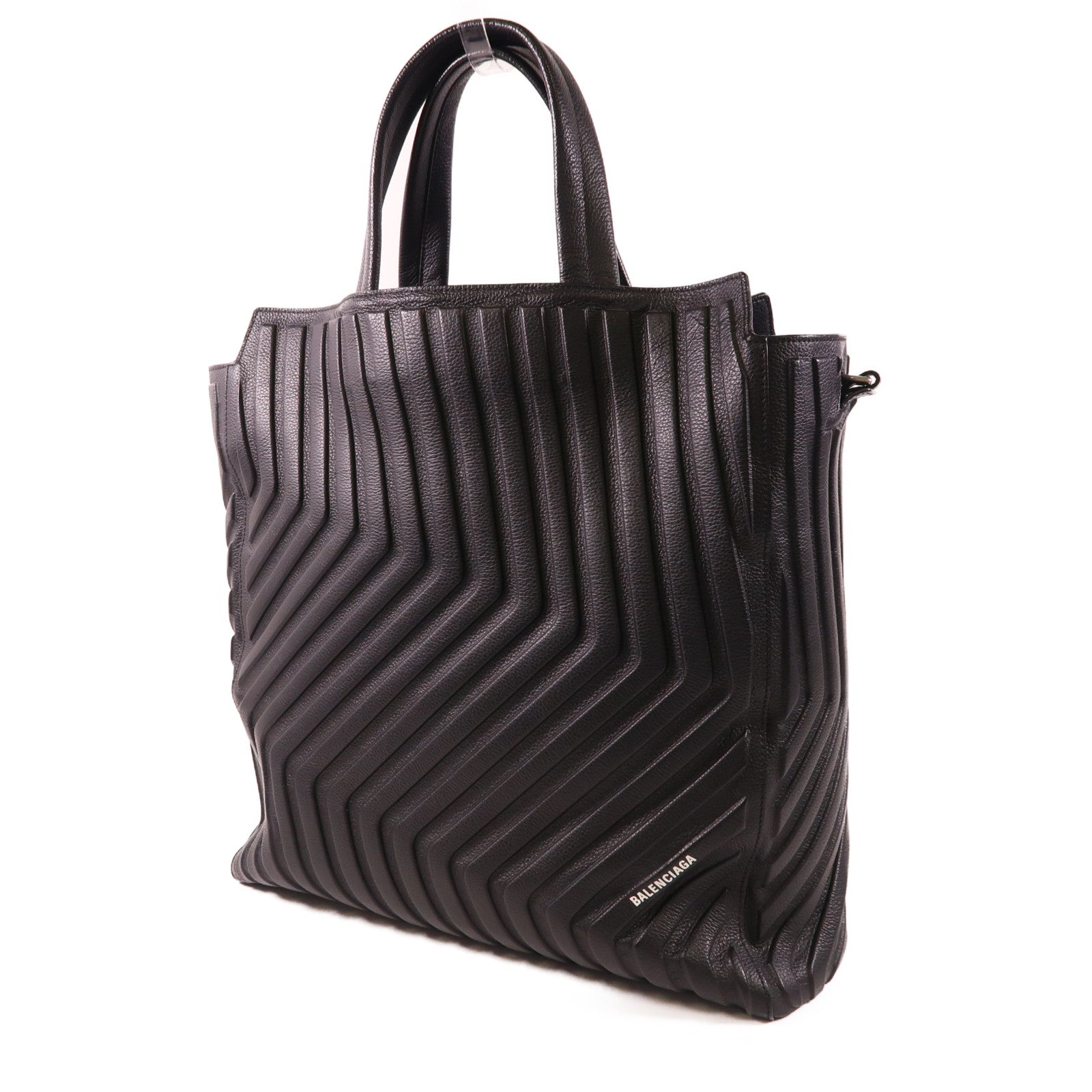 BALENCIAGA 皮革Car East-West M Tote銀扣手挽肩背兩用袋