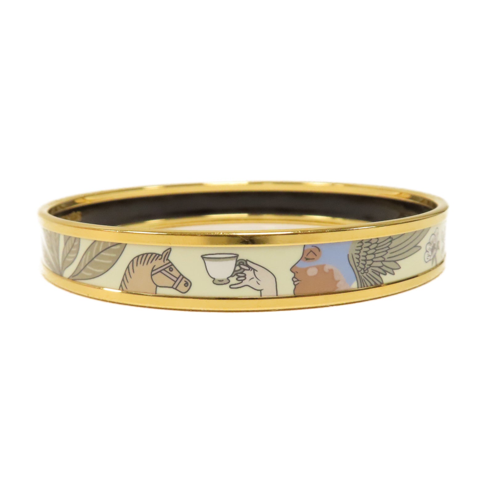 HERMES 金屬Bangle手鐲金色/白色