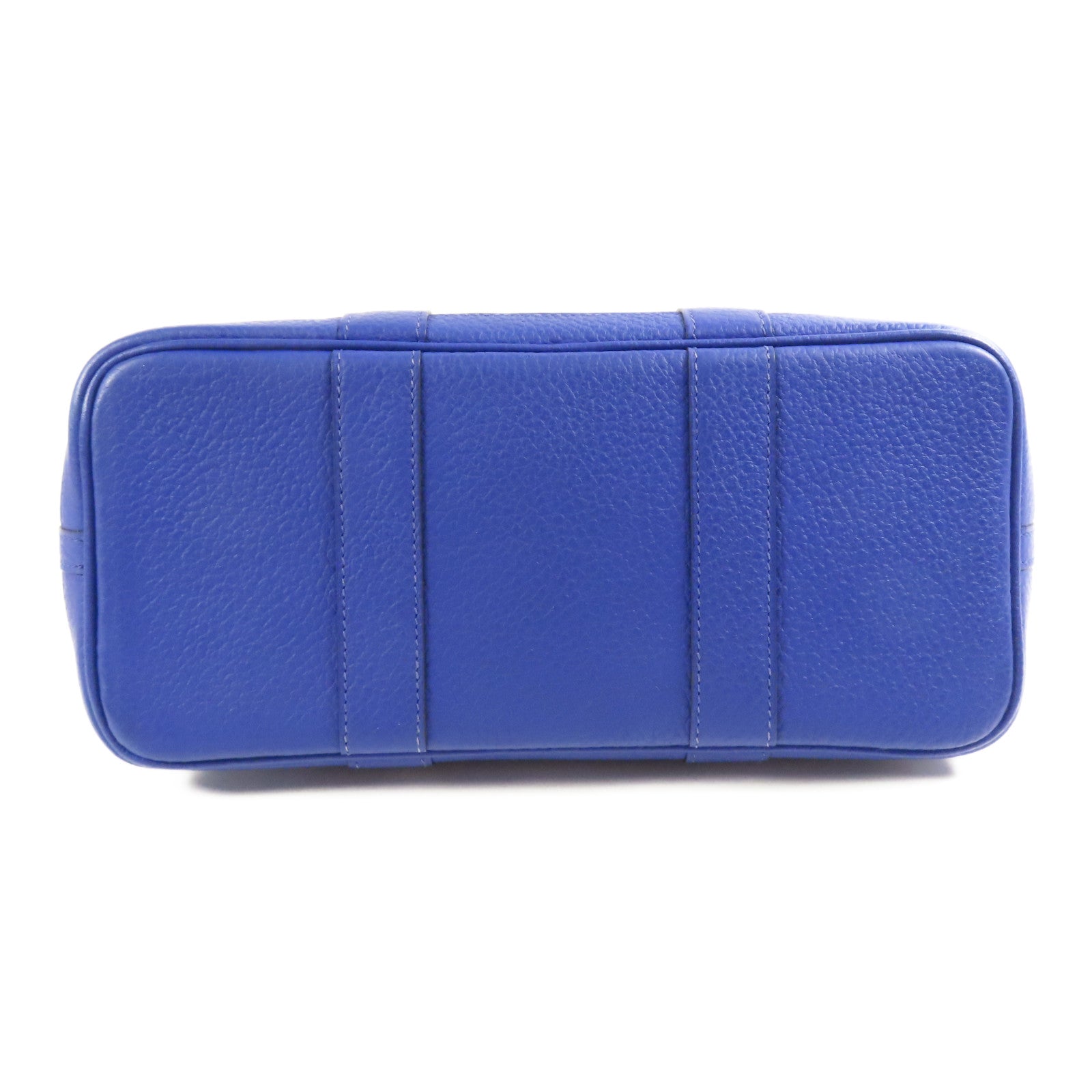 HERMES Negonda皮革Garden Party TPM銀扣手挽袋Bleu Electrique