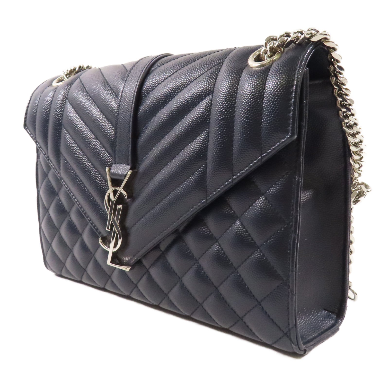 SAINT LAURENT 牛皮皮革Chain Shoulder銀扣鏈帶肩背袋
