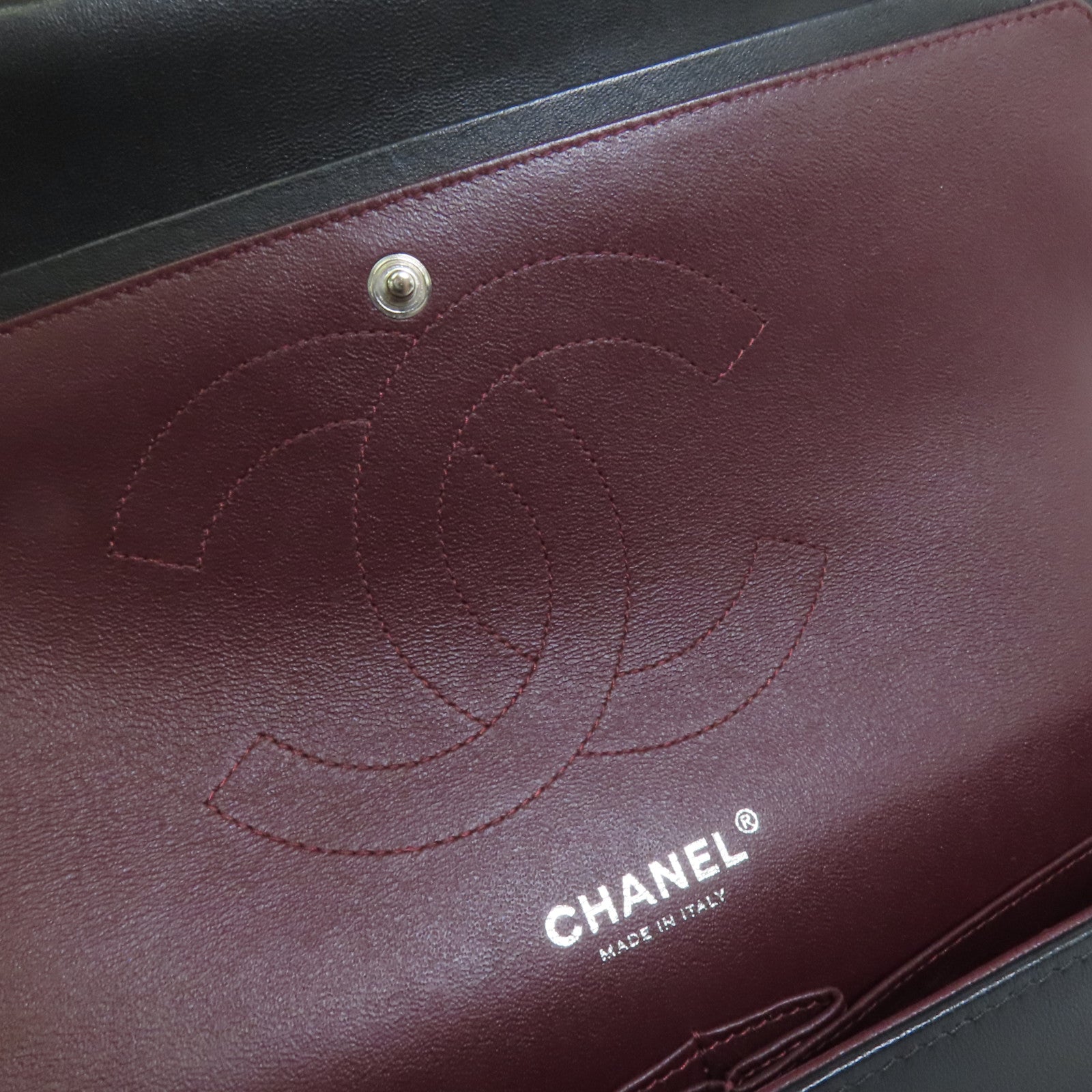 CHANEL 羊皮皮革Large Classic銀扣鏈帶肩背袋