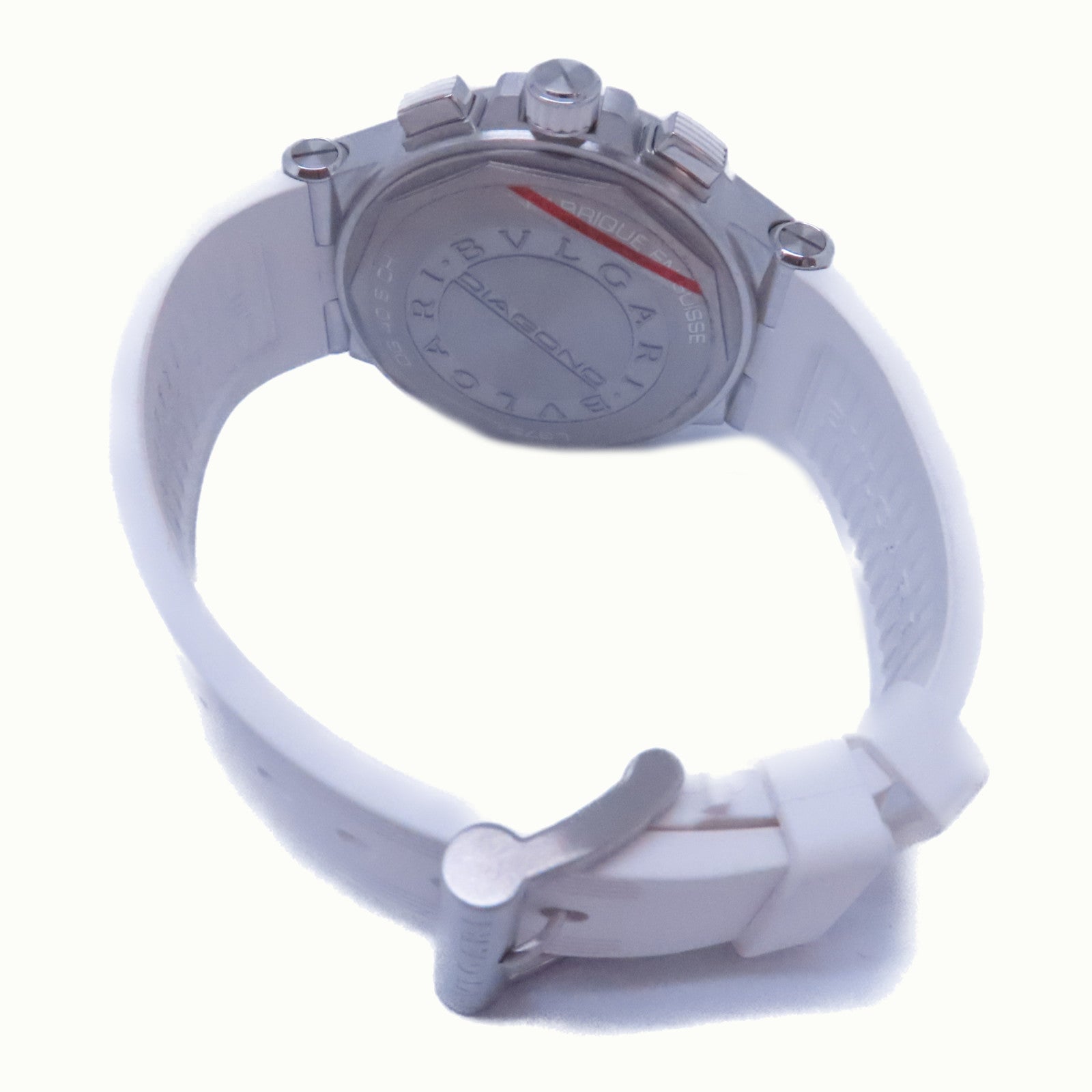 BVLGARI Diagono 40mm不鏽鋼/橡膠帶手錶自動機芯白色