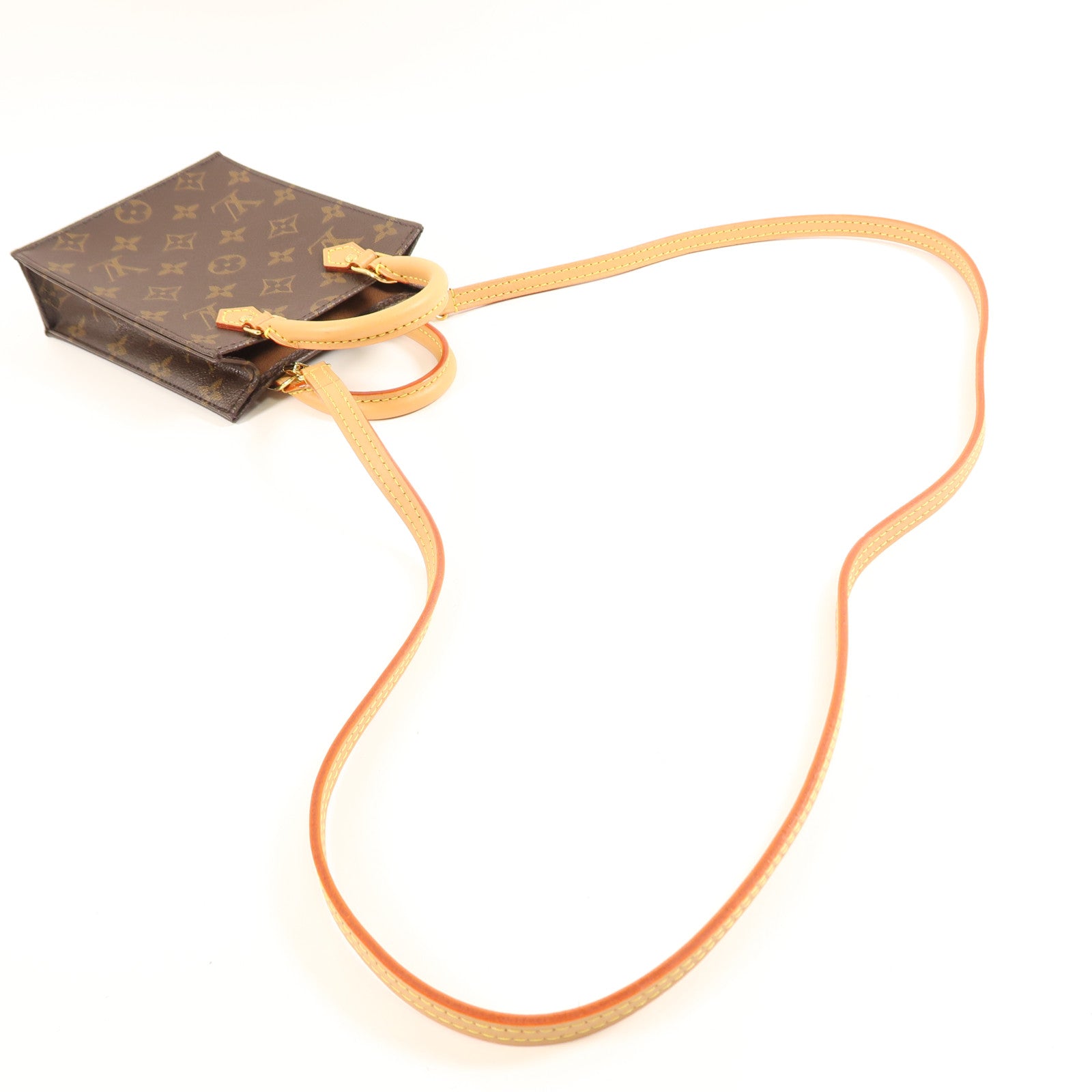 LOUIS VUITTON Monogram Petit Sac Plat金扣手挽肩背兩用袋