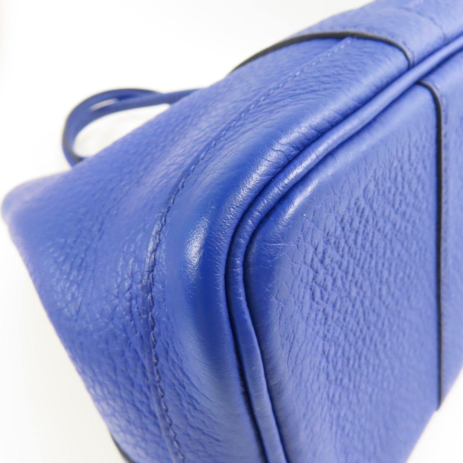 HERMES Negonda皮革Garden Party TPM銀扣手挽袋Bleu Electrique
