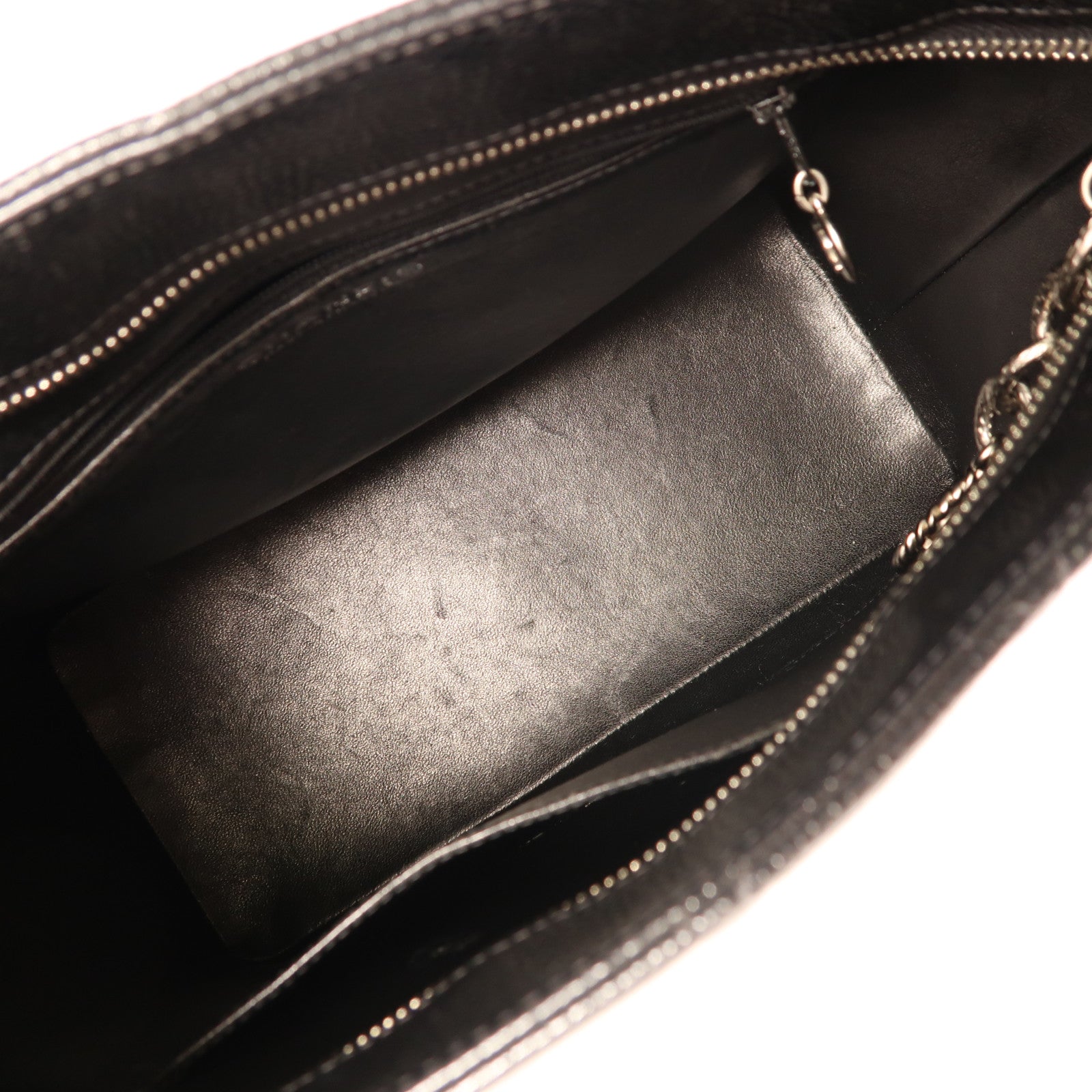 CHANEL 牛皮皮革Tote Bag銀扣肩背袋