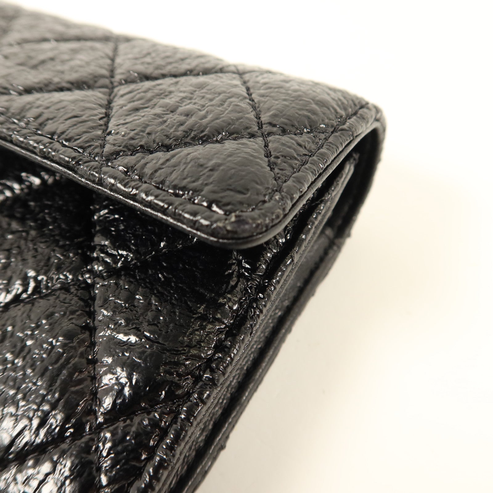 CHANEL 漆皮皮革Long Wallet銀扣長錢包