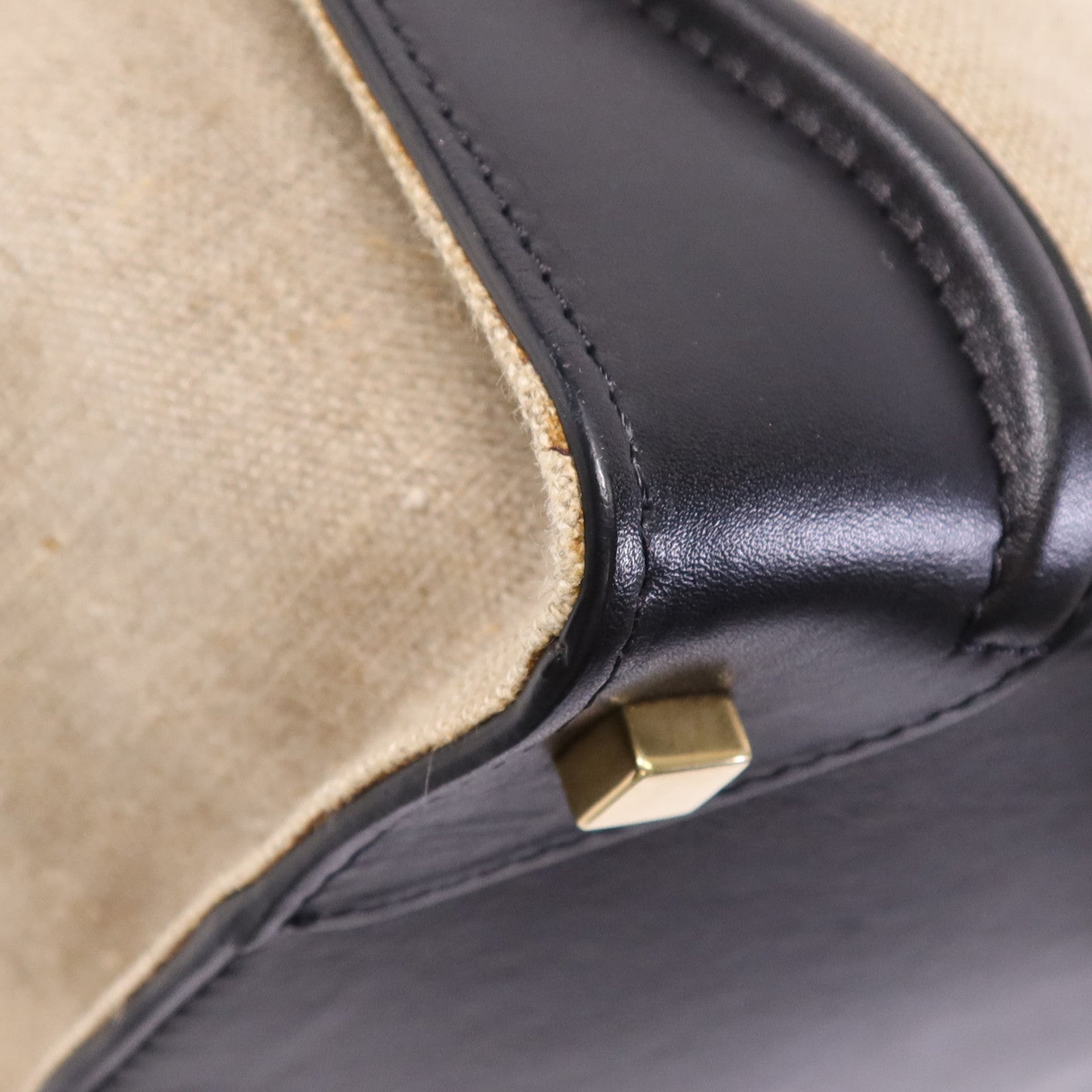 CELINE 麻質/牛皮皮革Mini Luggage金扣手挽袋