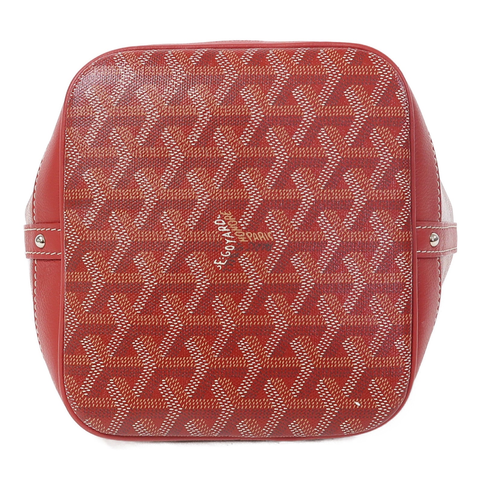 GOYARD 塗層帆布Petit Flot Bucket Bag銀扣肩背袋紅色