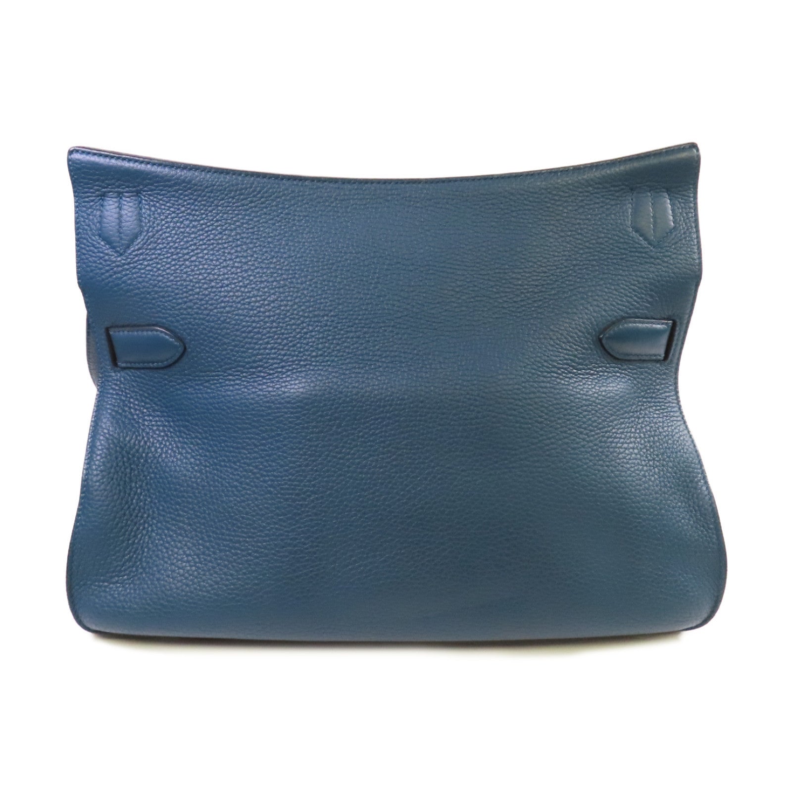 HERMES Clemence皮革Jypsiere 34 Shoulder Bag銀扣肩背袋1P Colvert鴨子藍色