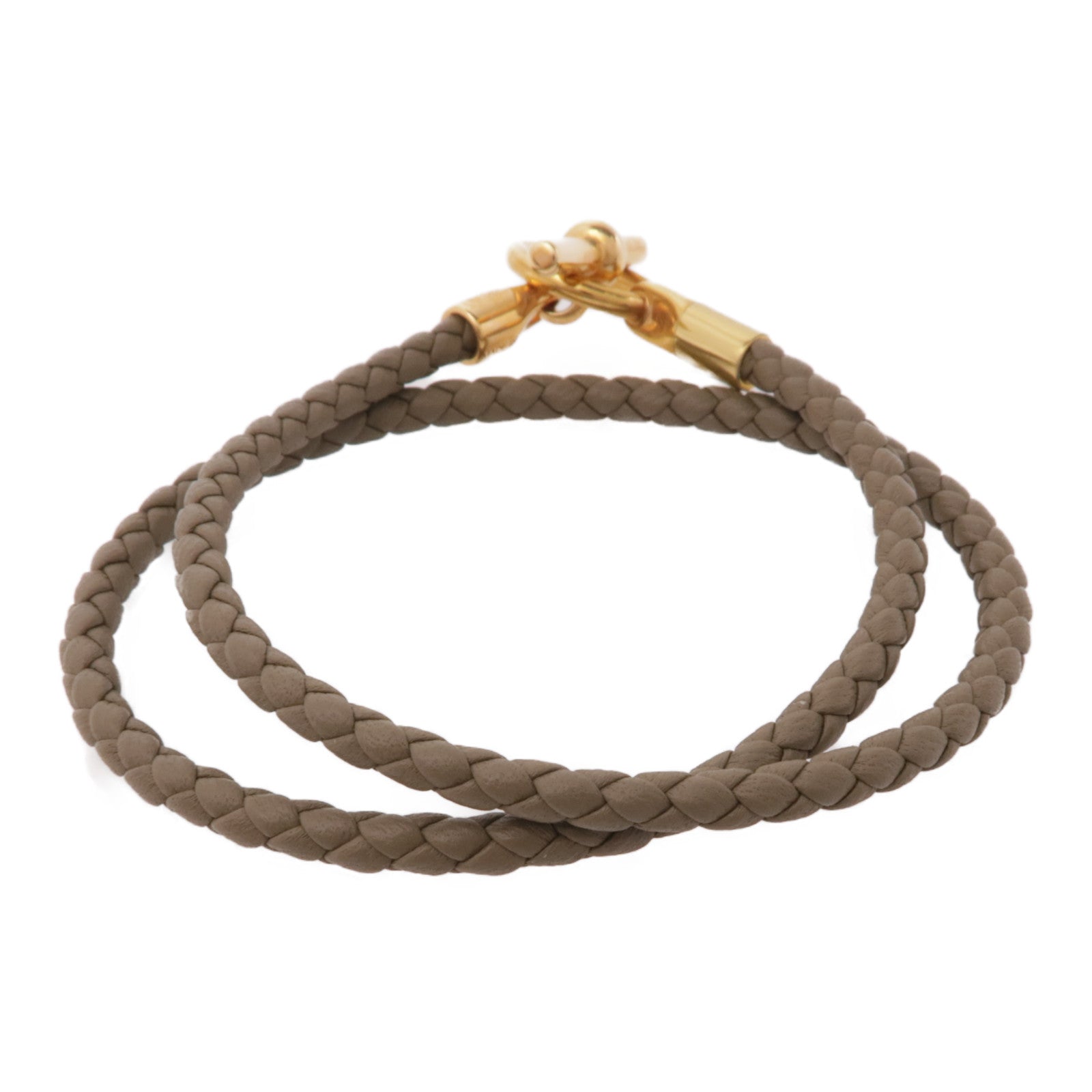 HERMES 牛皮皮革Glenan Double Tour Bracelet手鏈Etoupe/灰色