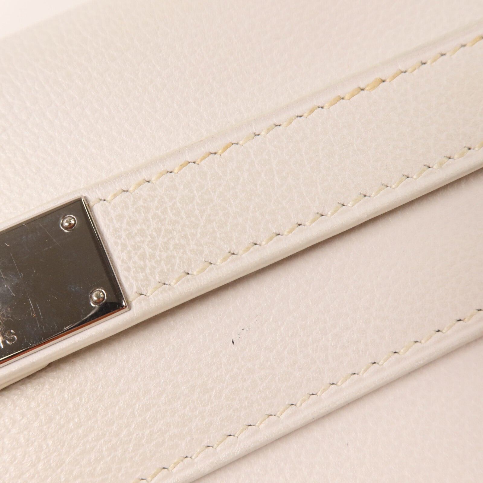 HERMES Evercolor皮革Kelly 32手挽肩背兩用袋Blanc