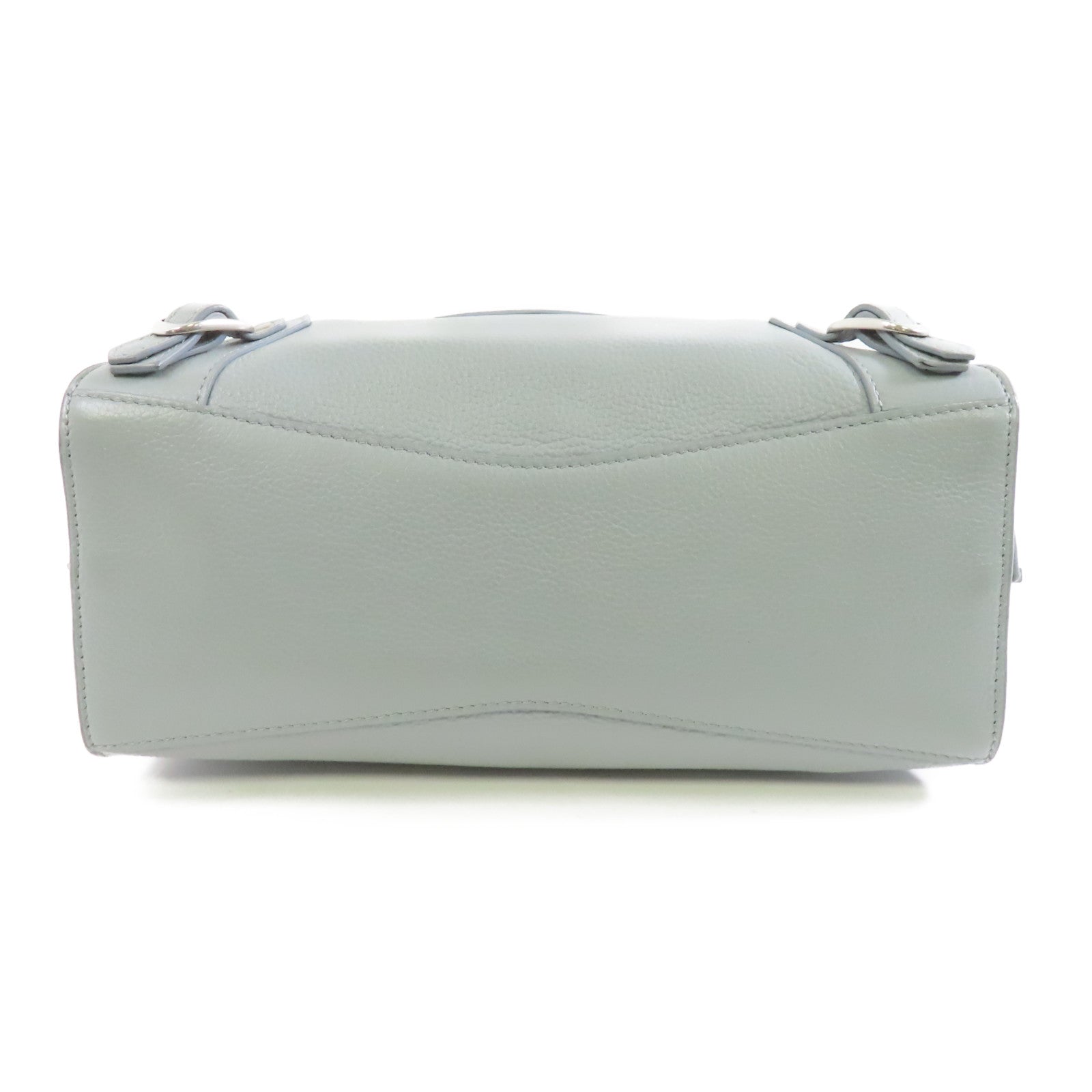 BALENCIAGA 牛皮皮革Neo Classic Mini銀扣手挽肩背兩用袋灰色