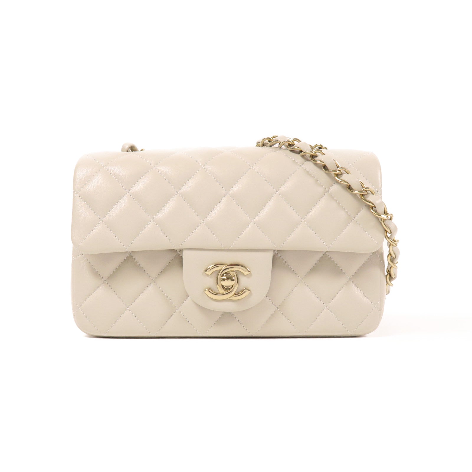 CHANEL 羊皮皮革Mini Classic 20金扣鏈帶肩背袋