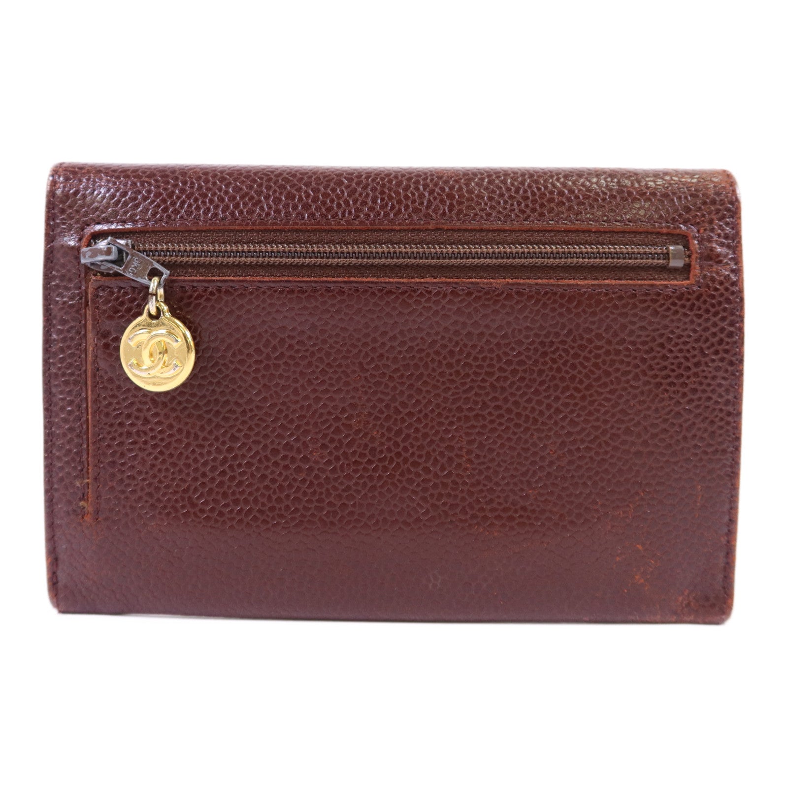 CHANEL 牛皮皮革Bifold Wallet金扣錢包