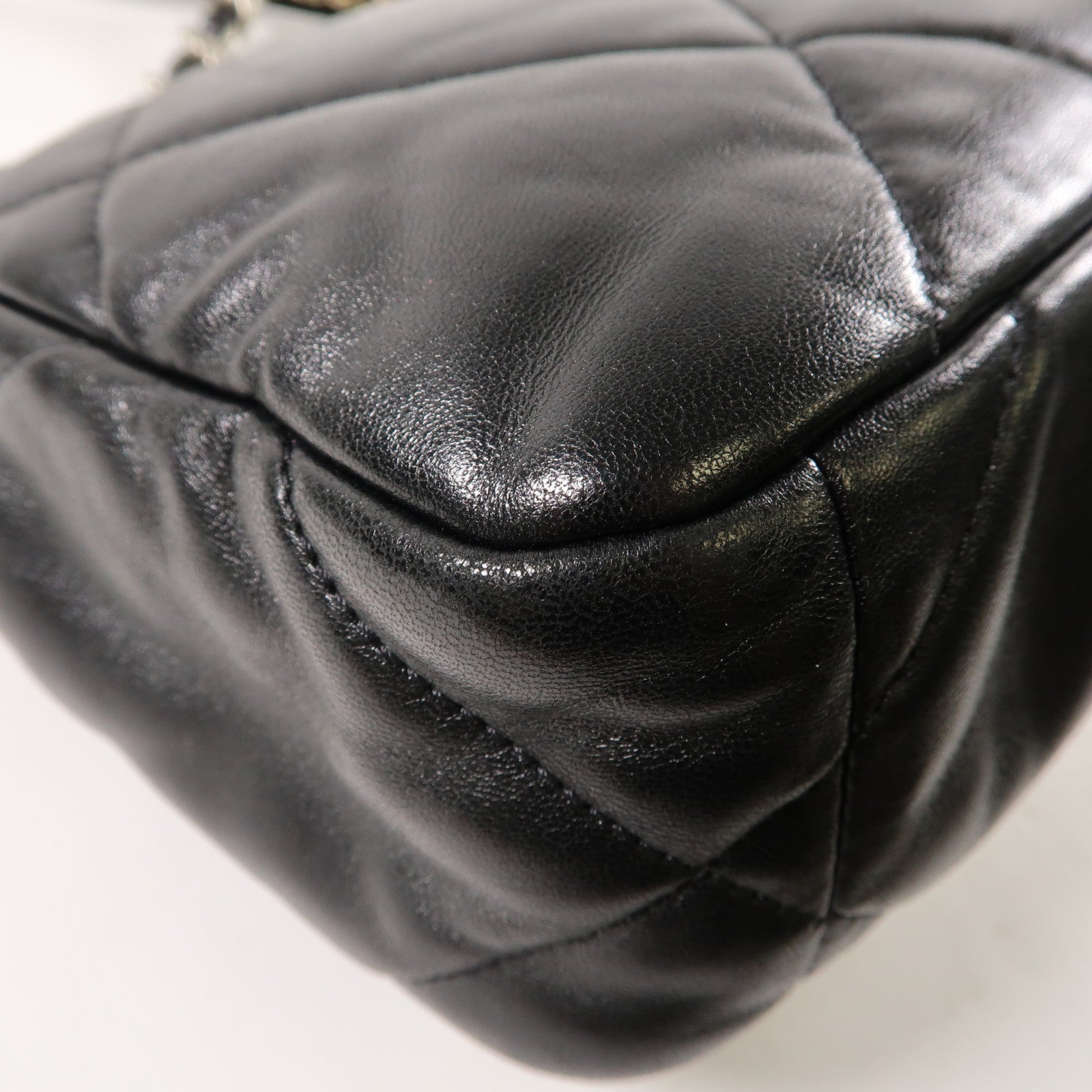 CHANEL 菱格羊皮皮革C19 Small 2 Way Chain Shoulder Bag銀扣鏈帶手挽肩背兩用袋黑色