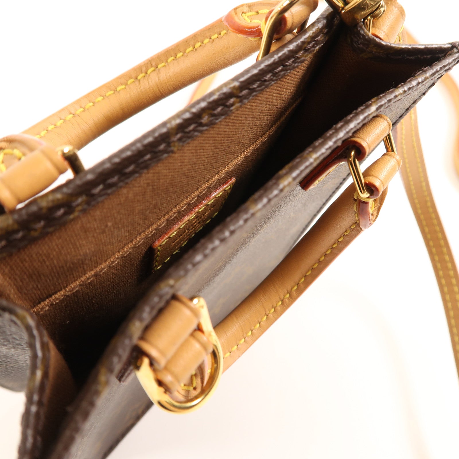 LOUIS VUITTON Monogram Petit Sac Plat金扣手挽肩背兩用袋