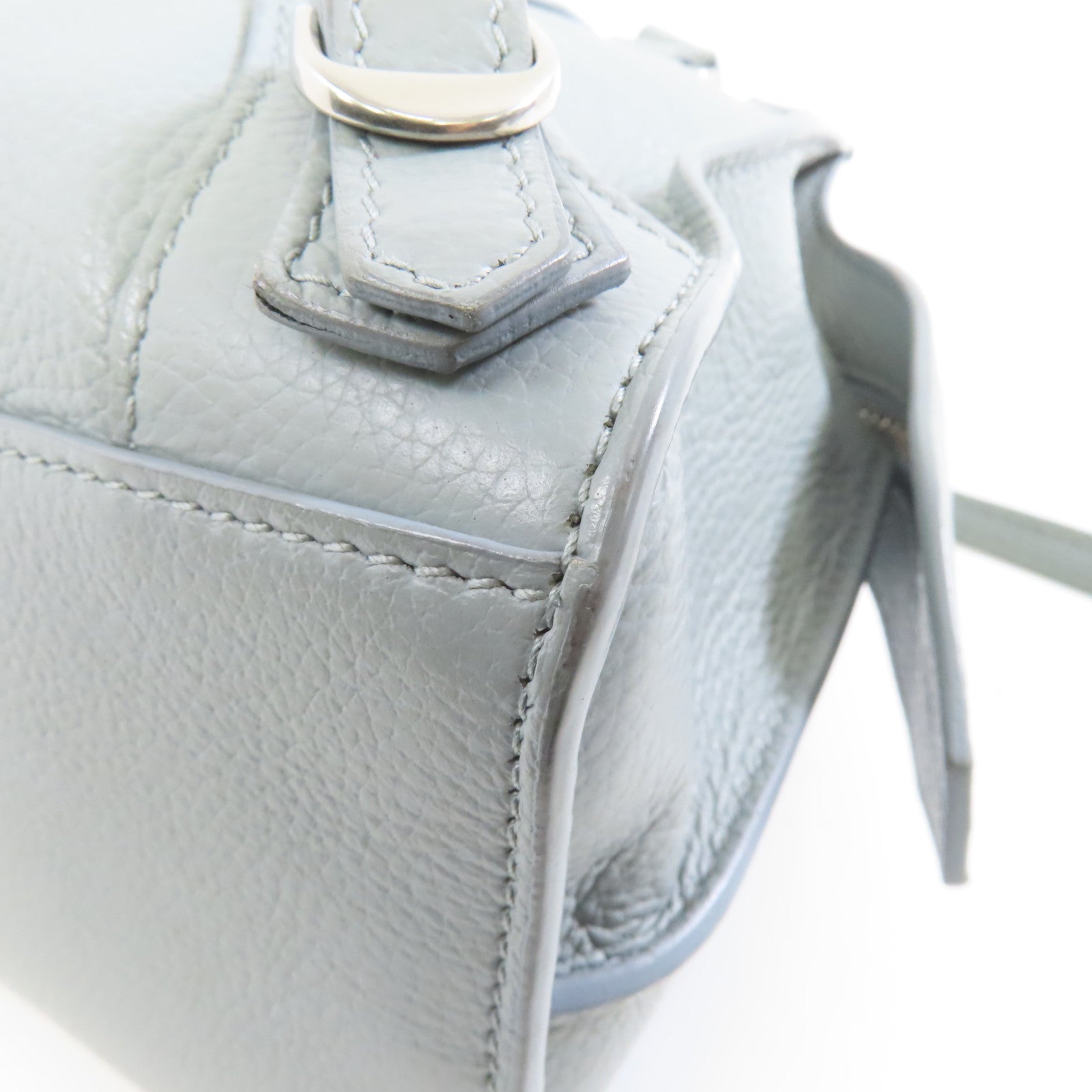BALENCIAGA 牛皮皮革Neo Classic Mini銀扣手挽肩背兩用袋灰色