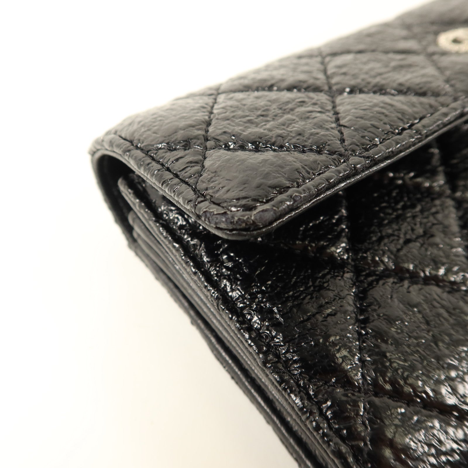 CHANEL 漆皮皮革Long Wallet銀扣長錢包