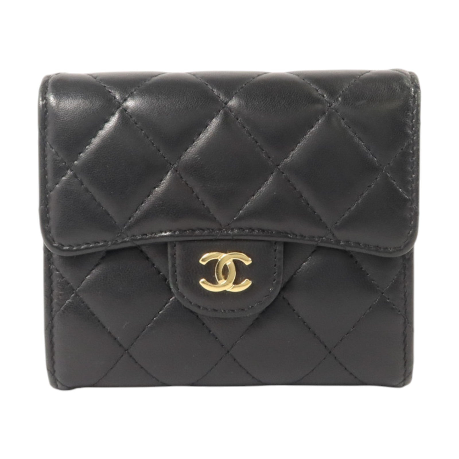 CHANEL 羊皮皮革Classic Small Flap Wallet金扣錢包