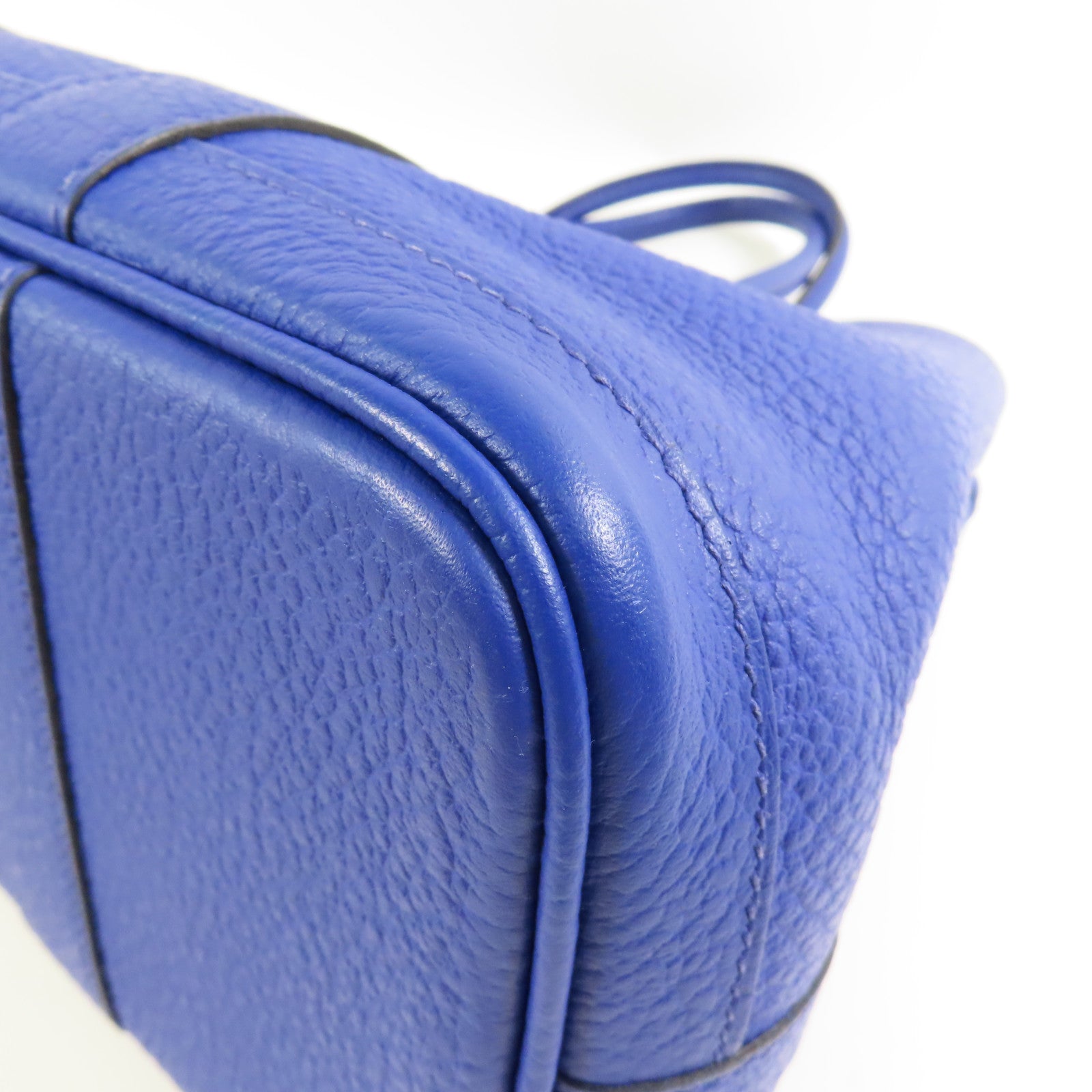 HERMES Negonda皮革Garden Party TPM銀扣手挽袋Bleu Electrique