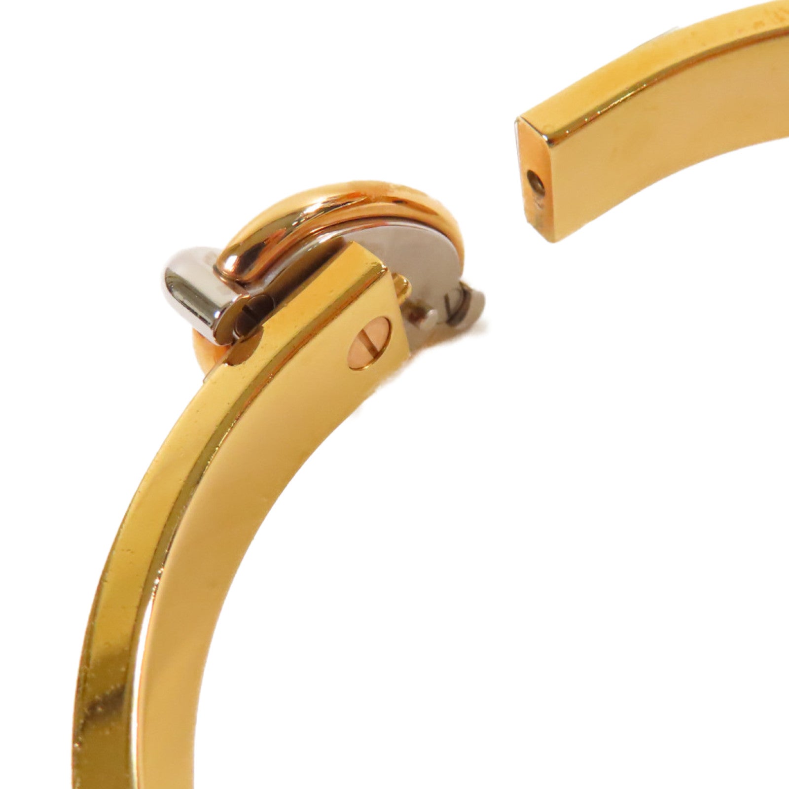 HERMES 金屬/琺瑯Mini Clic Chaine D'Ancre Bracelet金扣手鐲杏色/金色