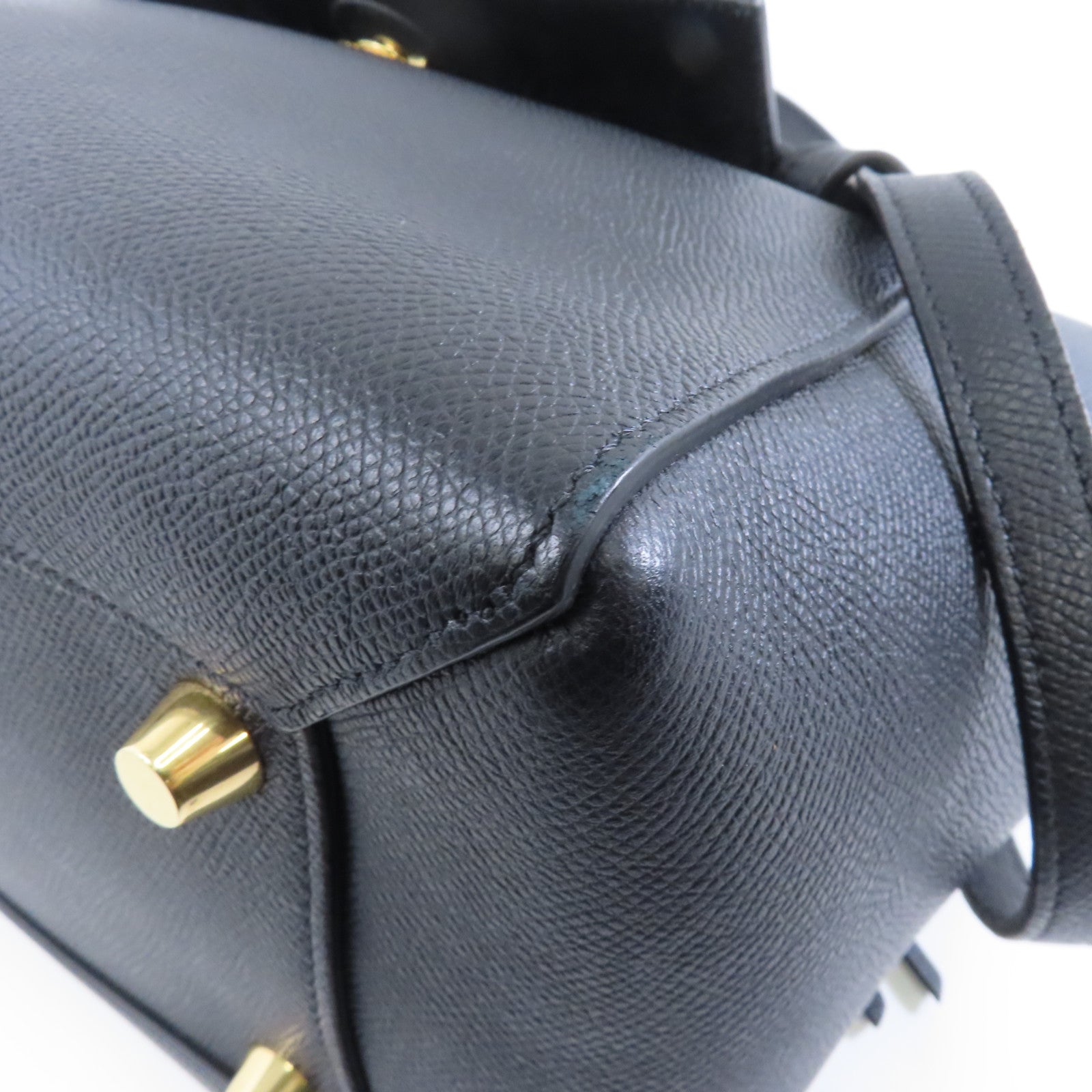 CELINE 牛皮皮革Belt Bag金扣手挽肩背兩用袋黑色