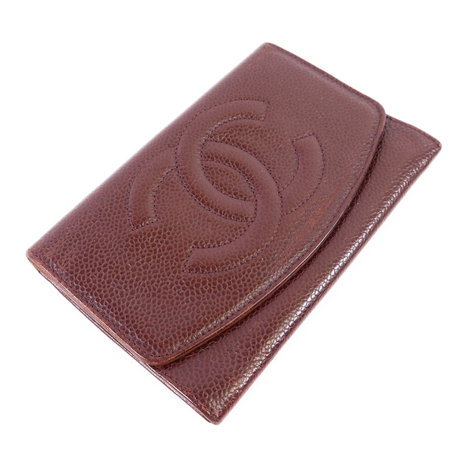 CHANEL 牛皮皮革Bifold Wallet金扣錢包