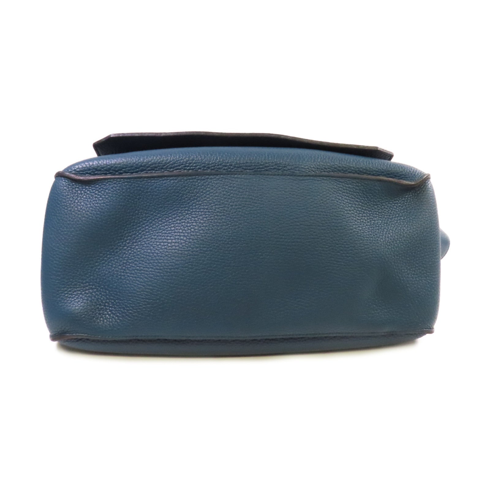 HERMES Clemence皮革Jypsiere 34 Shoulder Bag銀扣肩背袋1P Colvert鴨子藍色
