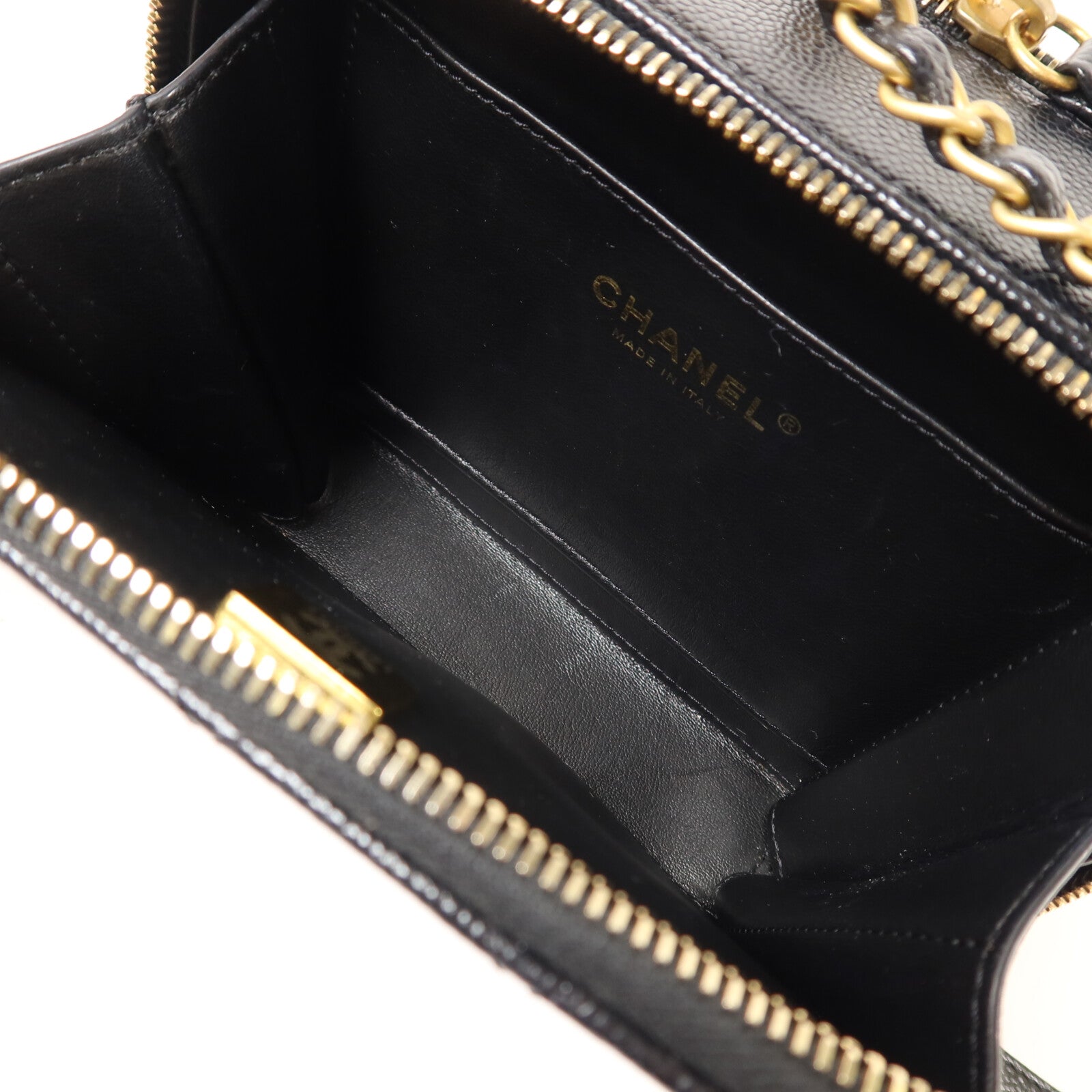CHANEL 牛皮皮革Vanity Case鏈帶手挽肩背兩用袋