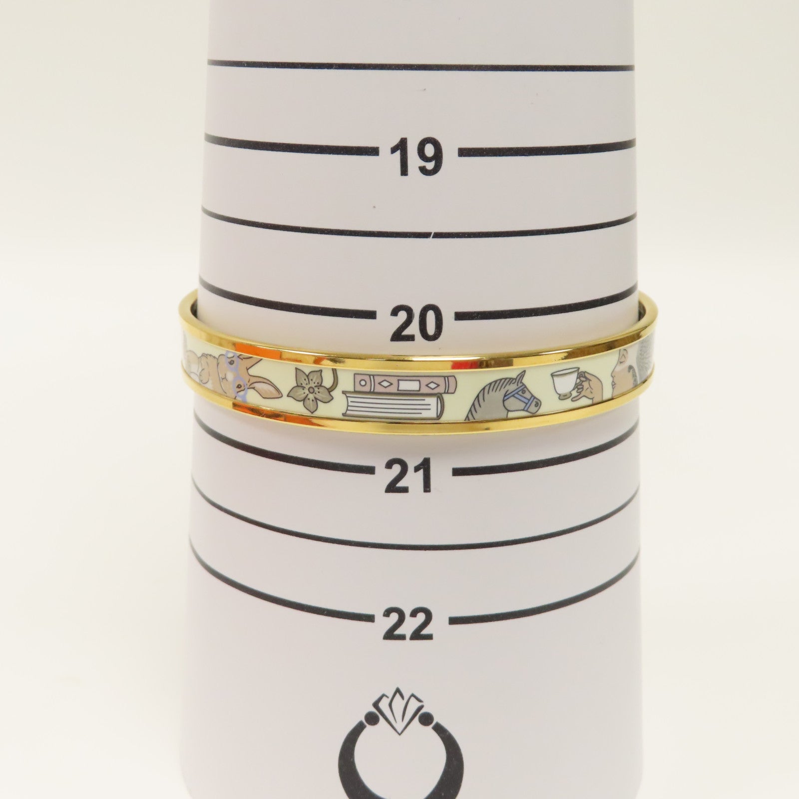 HERMES 金屬Bangle手鐲金色/白色