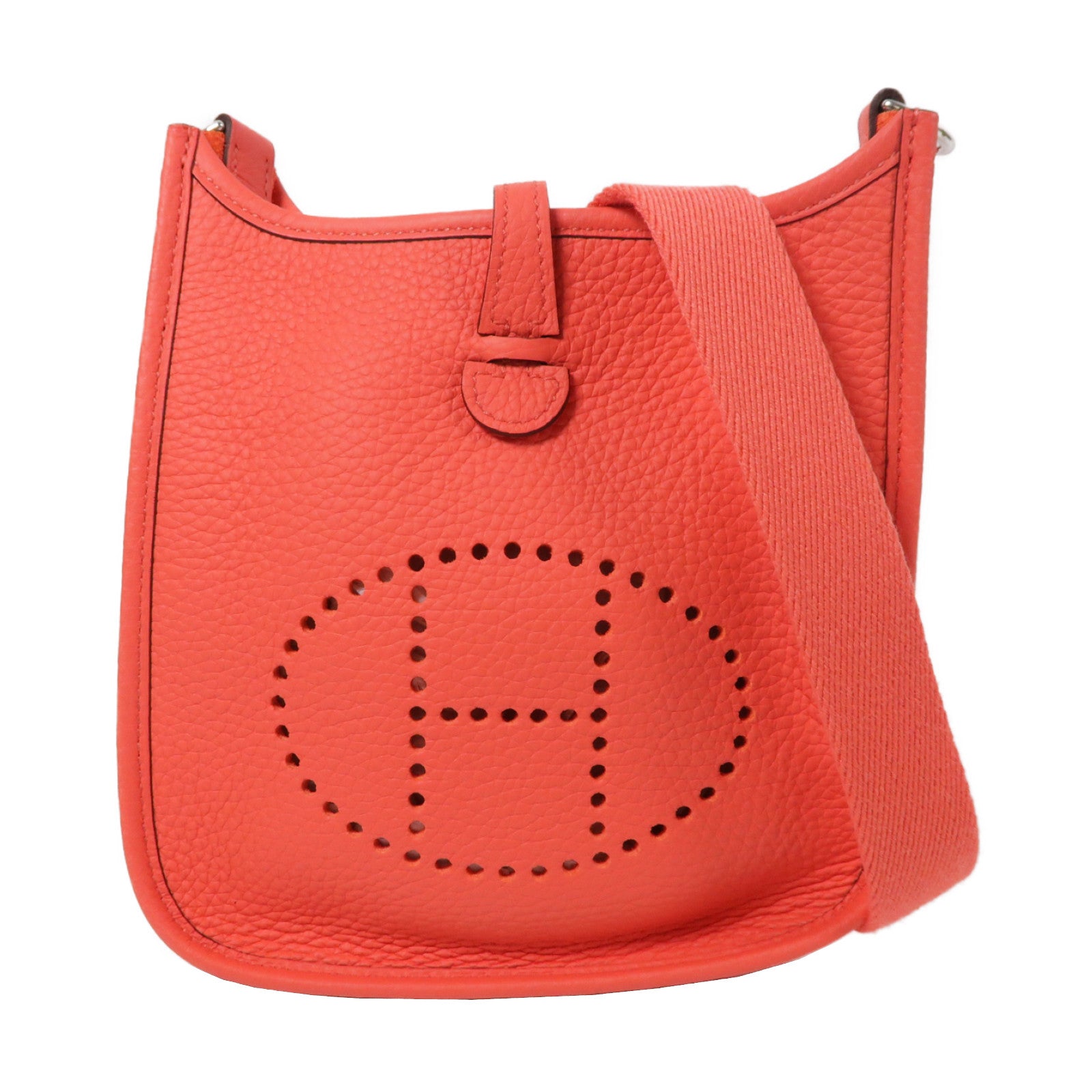 HERMES 【清倉大減價】Clemence皮革Evelyne TPM銀扣肩背袋Rose Texas/德克薩斯粉色