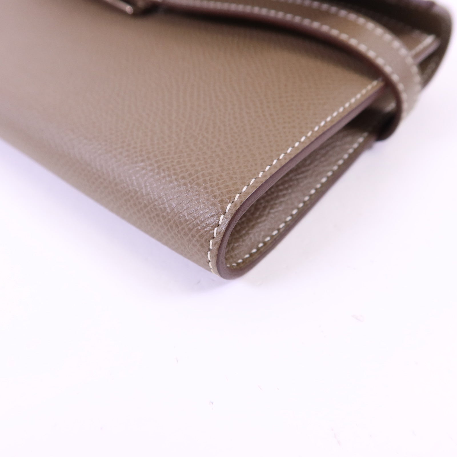 HERMES Epsom皮革Kelly Long Wallet銀扣長錢包Etoupe